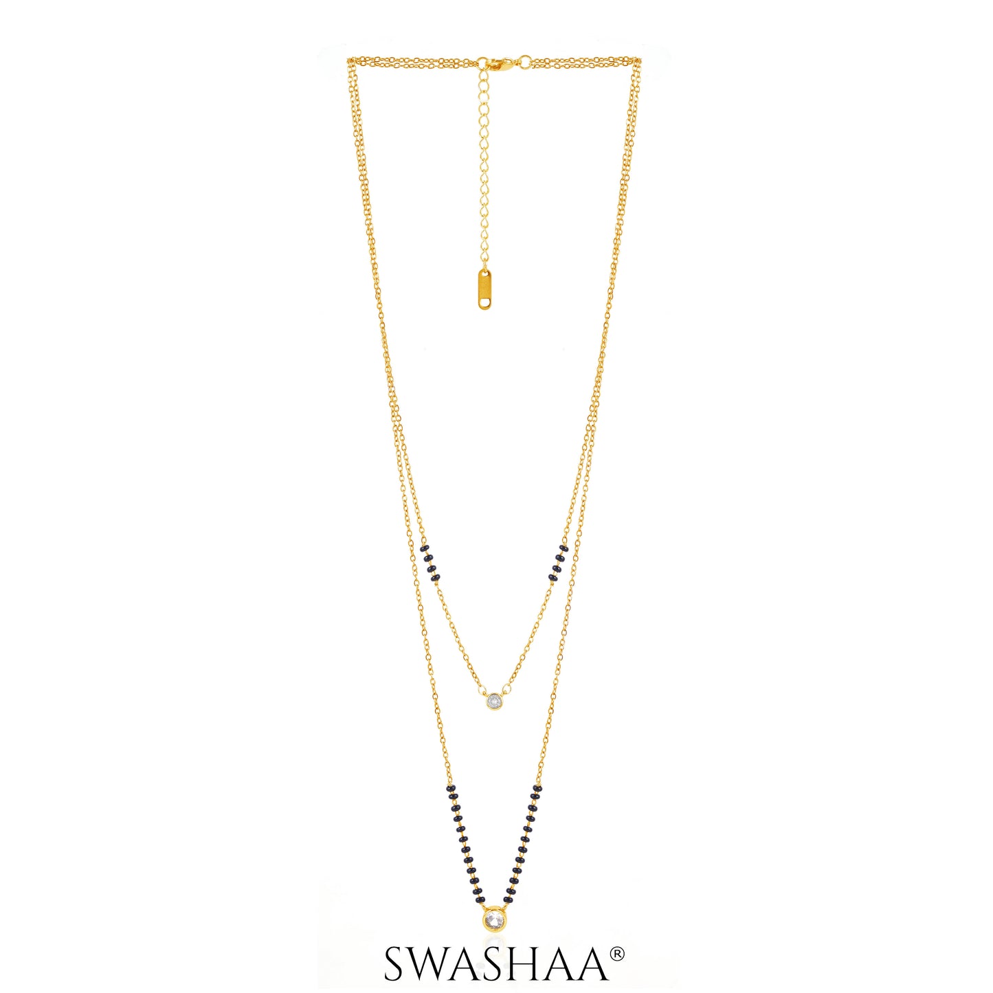 Quilla Dual Layered Diamond Stud 18K Gold Plated Mangalsutra