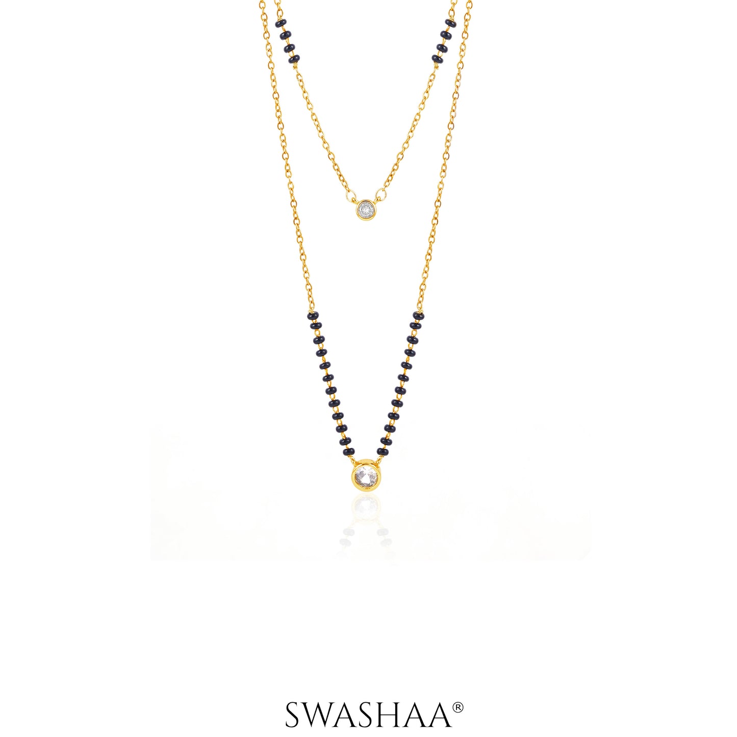 Quilla Dual Layered Diamond Stud 18K Gold Plated Mangalsutra