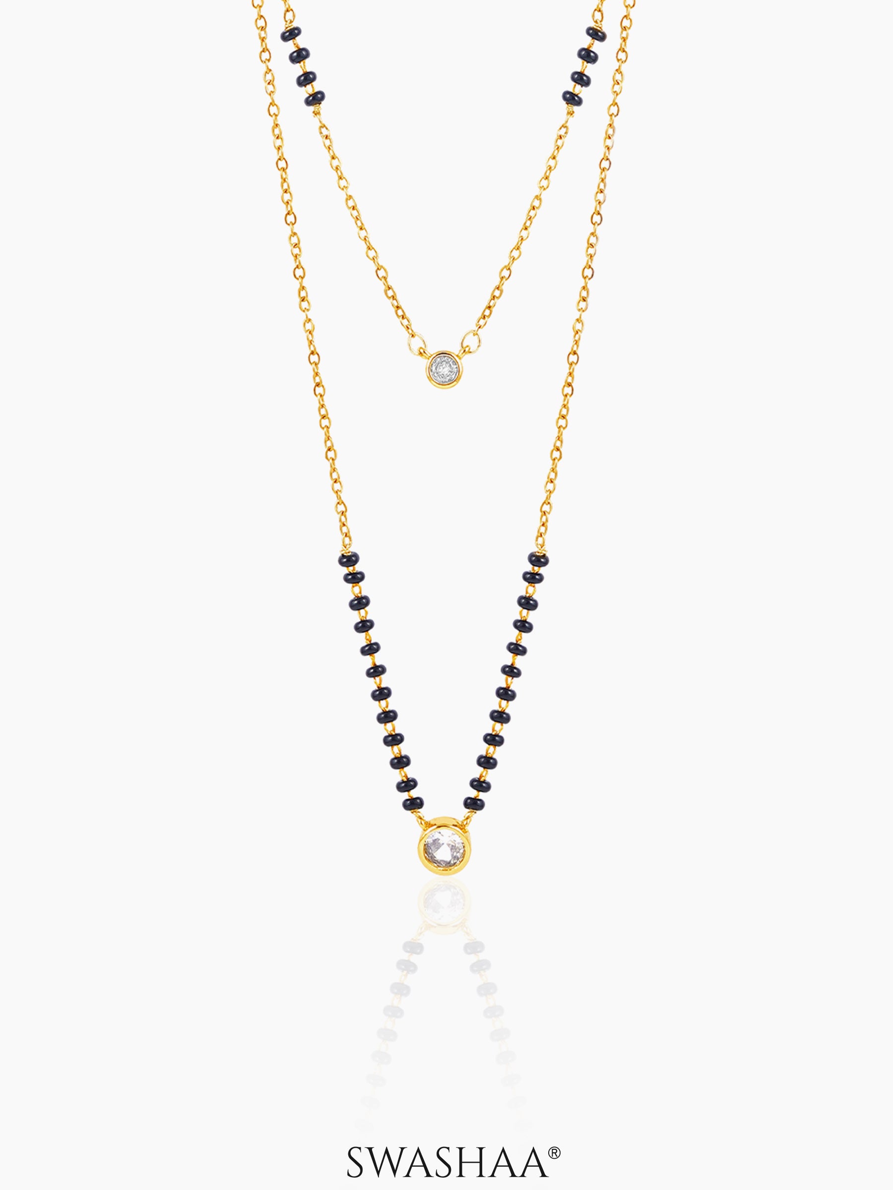 Quilla Dual Layered Diamond Stud 18K Gold Plated Mangalsutra