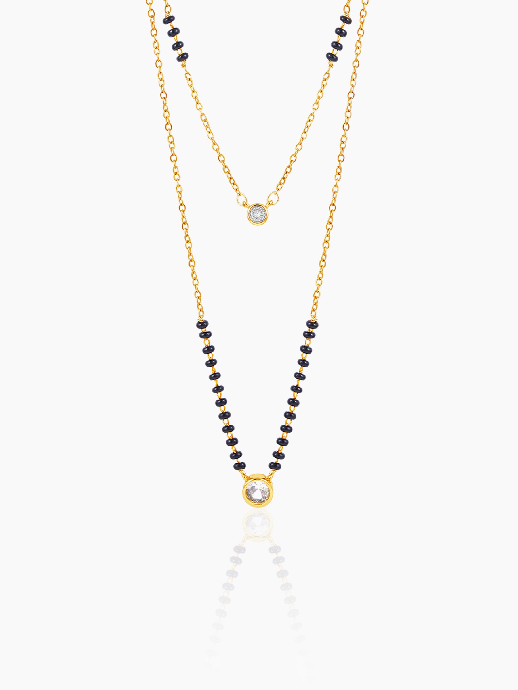 Quilla Dual Layered Diamond Stud 18K Gold Plated Mangalsutra
