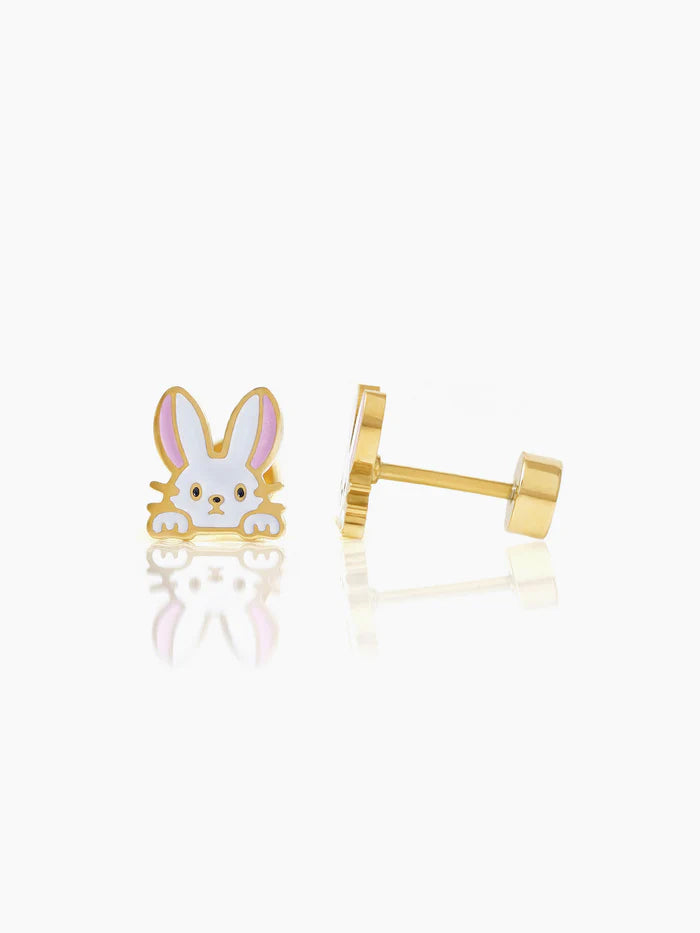 Ra Ra Rabbit Charm 18K Gold Plated Kid's Stud Earrings