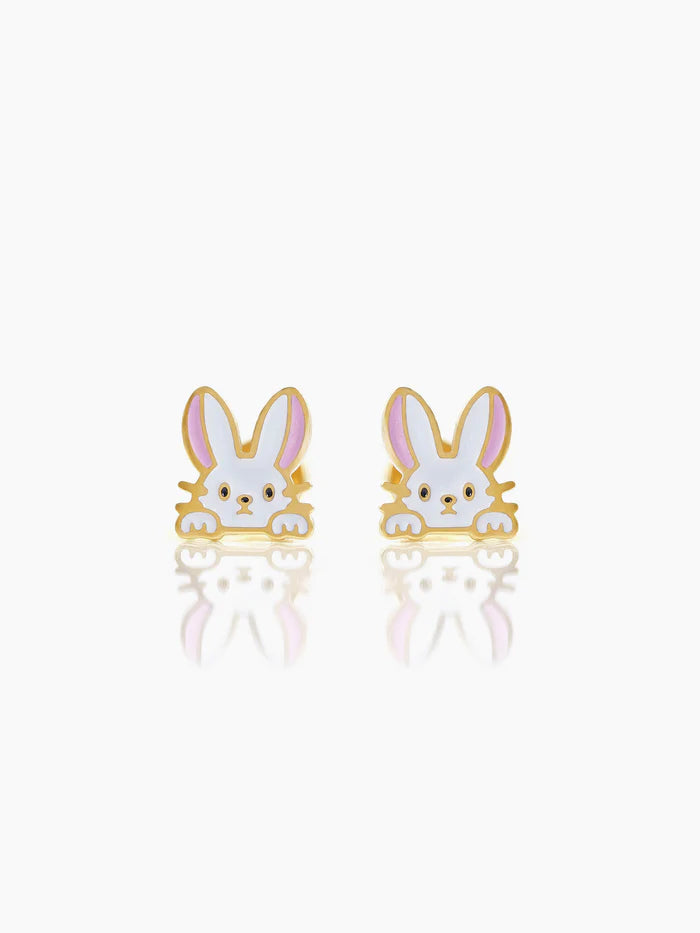 Ra Ra Rabbit Charm 18K Gold Plated Kid's Stud Earrings