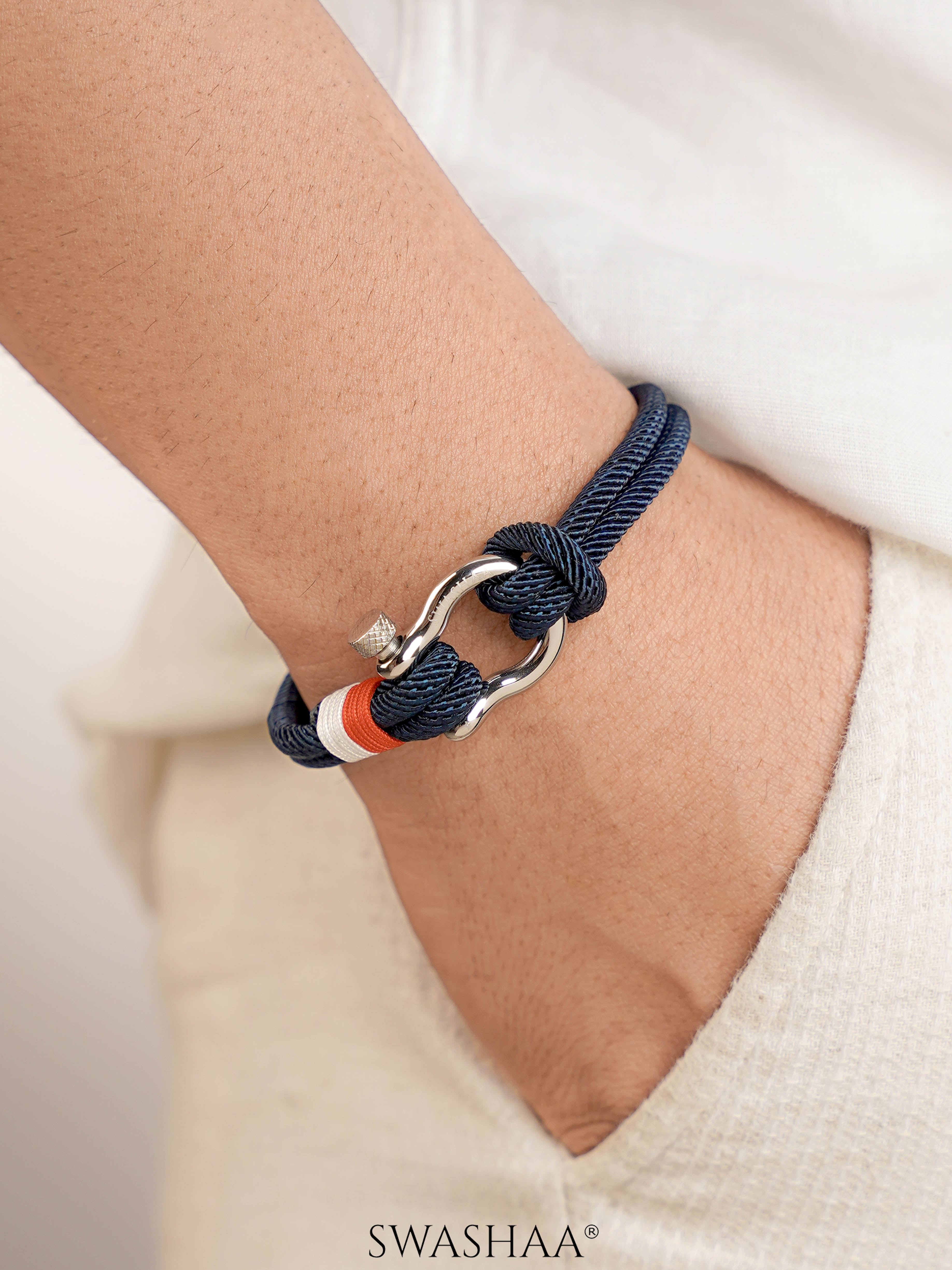 Mael Dual Nany Blue Twisted Men's Rope Bracelet