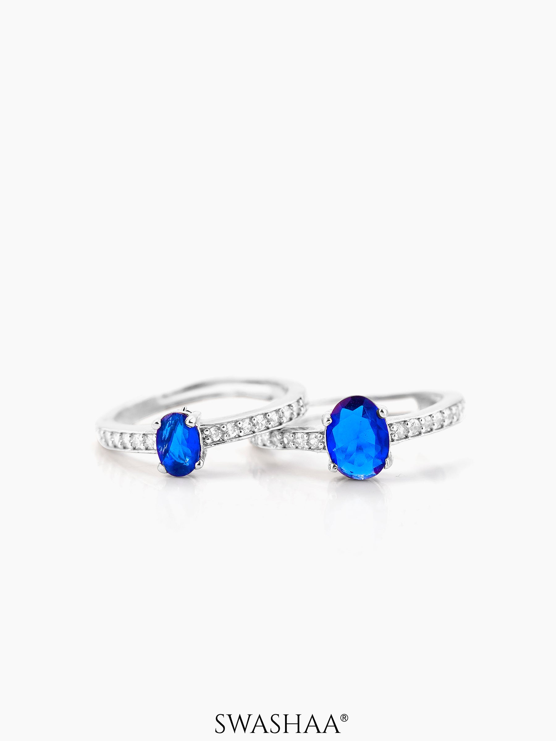 Rahi Blue Oval Gemstone Solitaire Ring