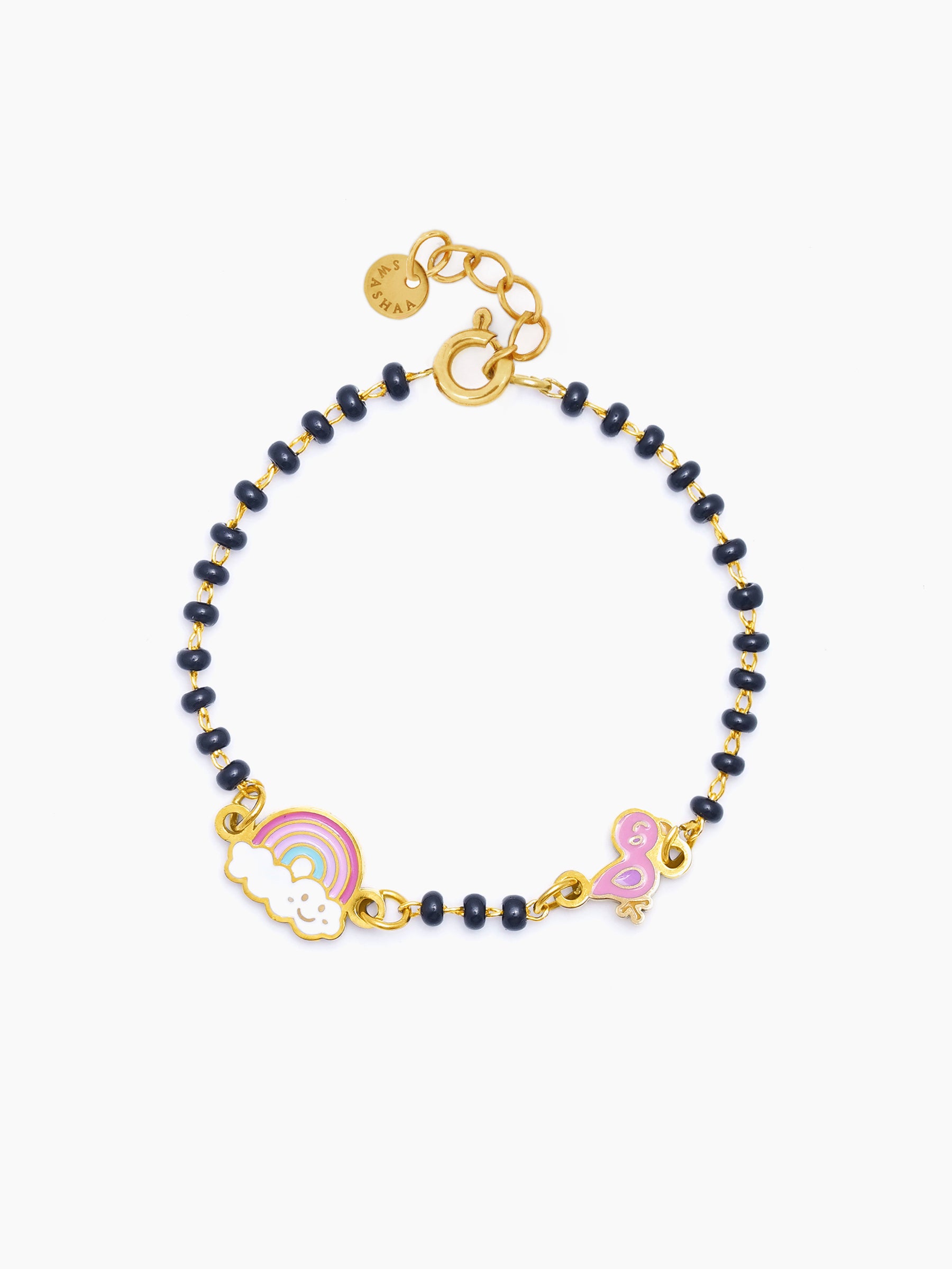 Rainbow Chirp Charms 18K Gold Plated Kid's Nazariya Loose Bracelet