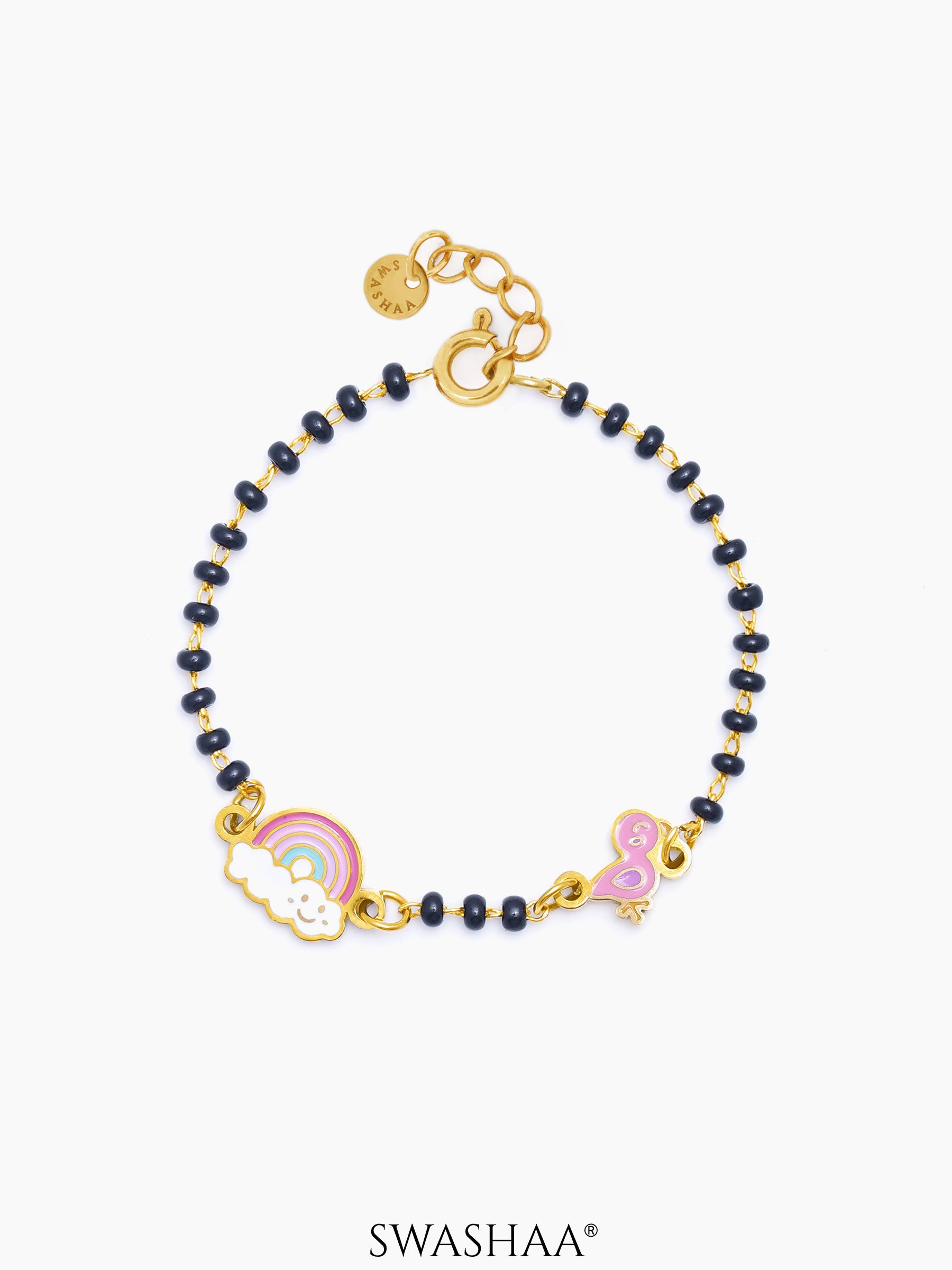 Rainbow Chirp Charms 18K Gold Plated Kid's Nazariya Loose Bracelet