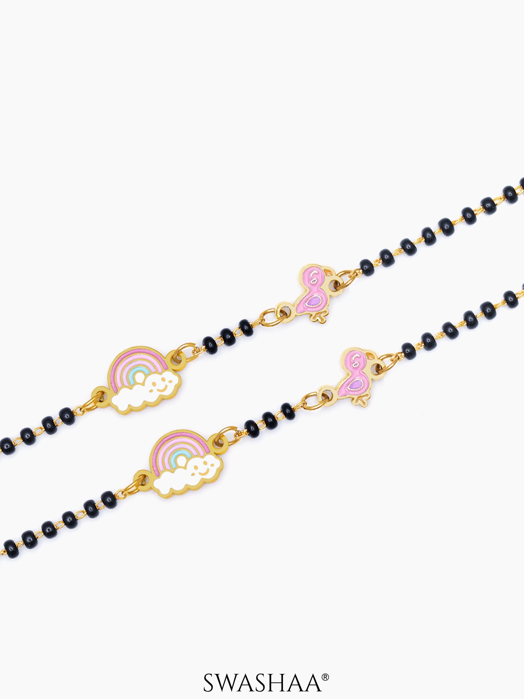 Rainbow Chirp Charms 18K Gold Plated Kid's Nazariya Loose Bracelet