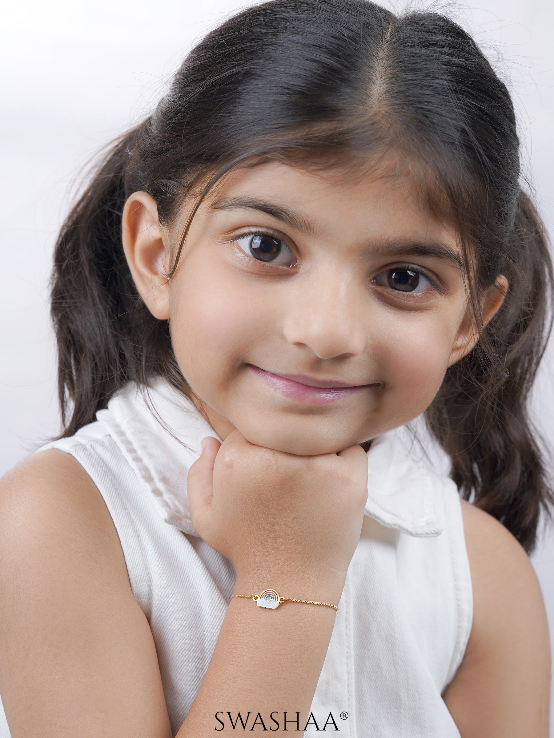 Rainbow Cloud Charm 18K Gold Plated Kid's Loose Bracelet