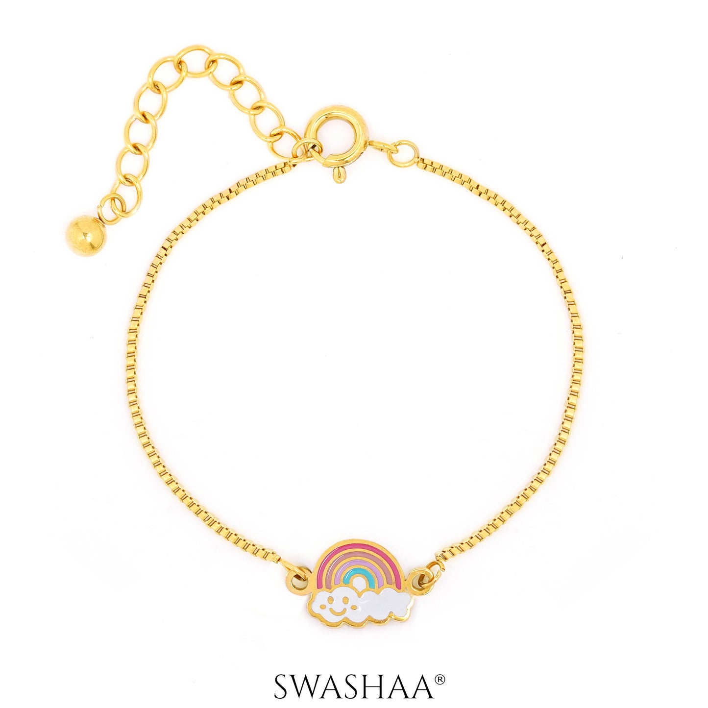 Rainbow Cloud 18K Gold Plated Kid's Bracelet