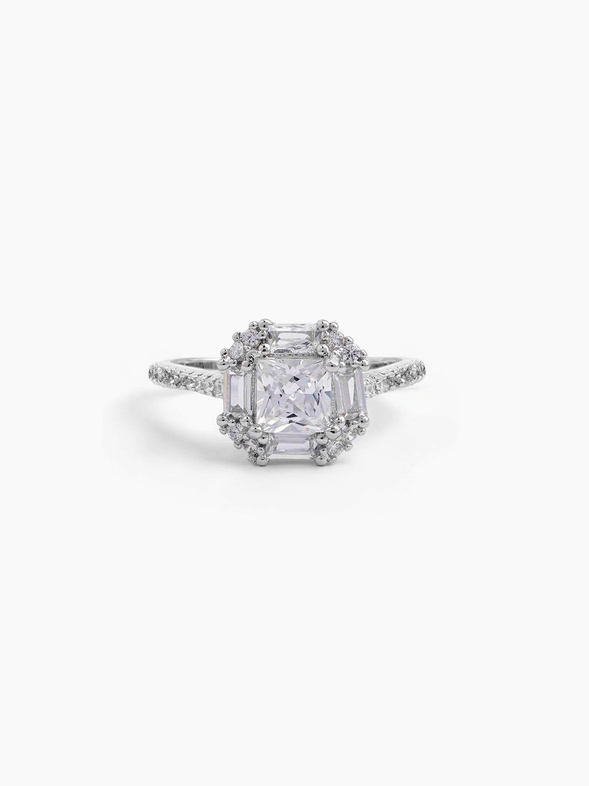 Raine Square Silver Diamond Solitaire Women's Ring