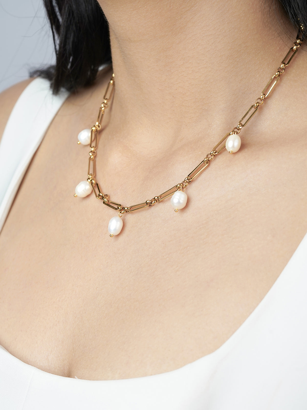 Ramya Pearl Charms 18K Gold Plated Necklace