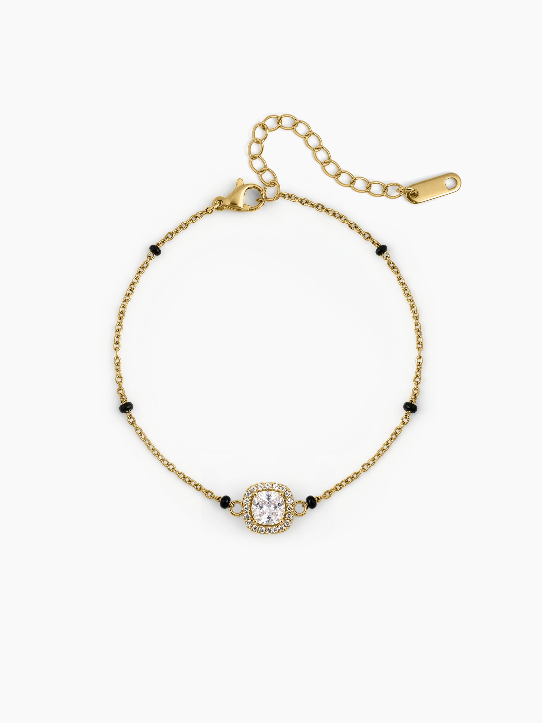 Rashi Solitaire Halo Mangalsutra Bracelet - Swashaa