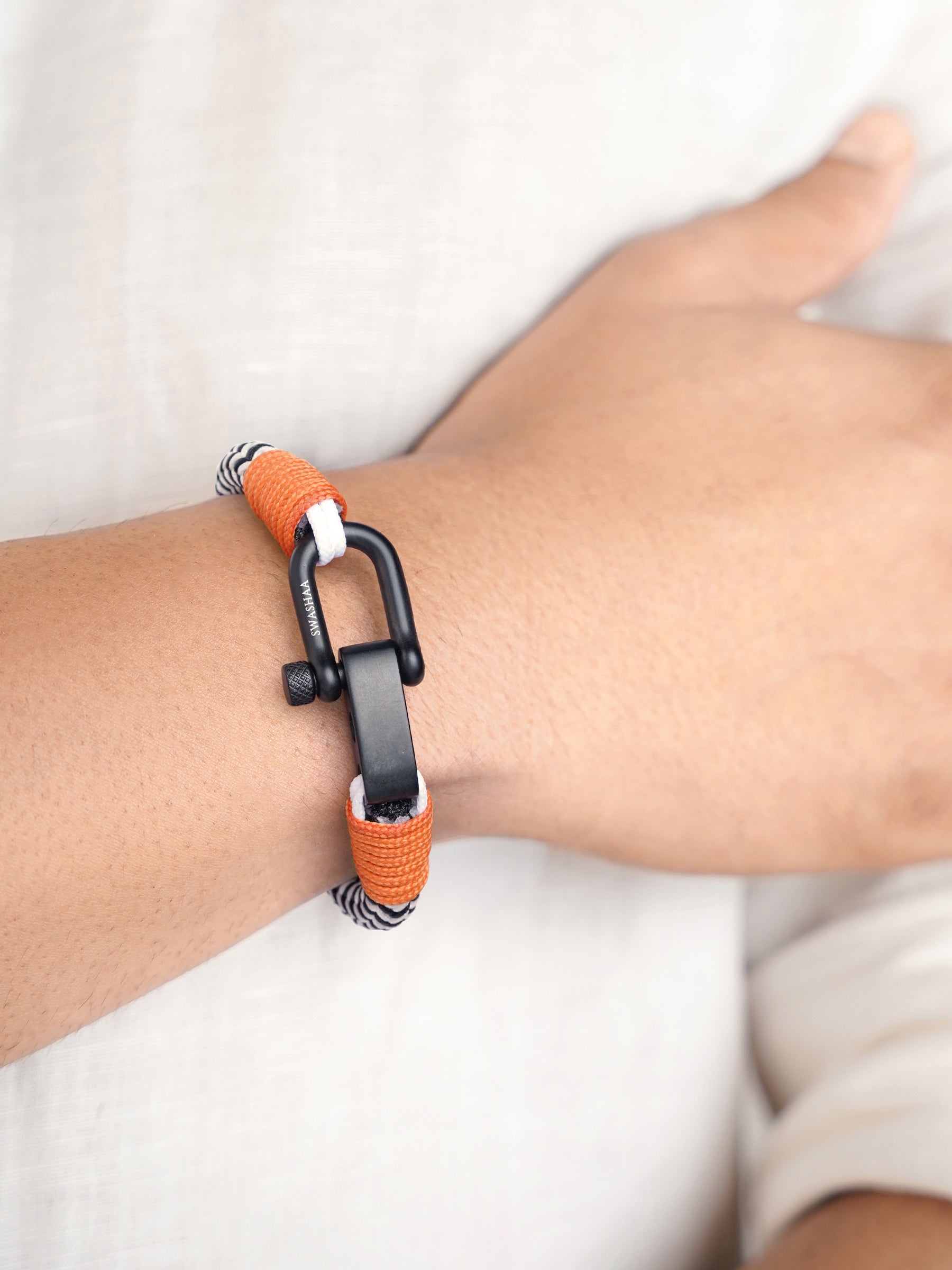 Raxon Black-White Dual Cord Men's Rope Bracelet