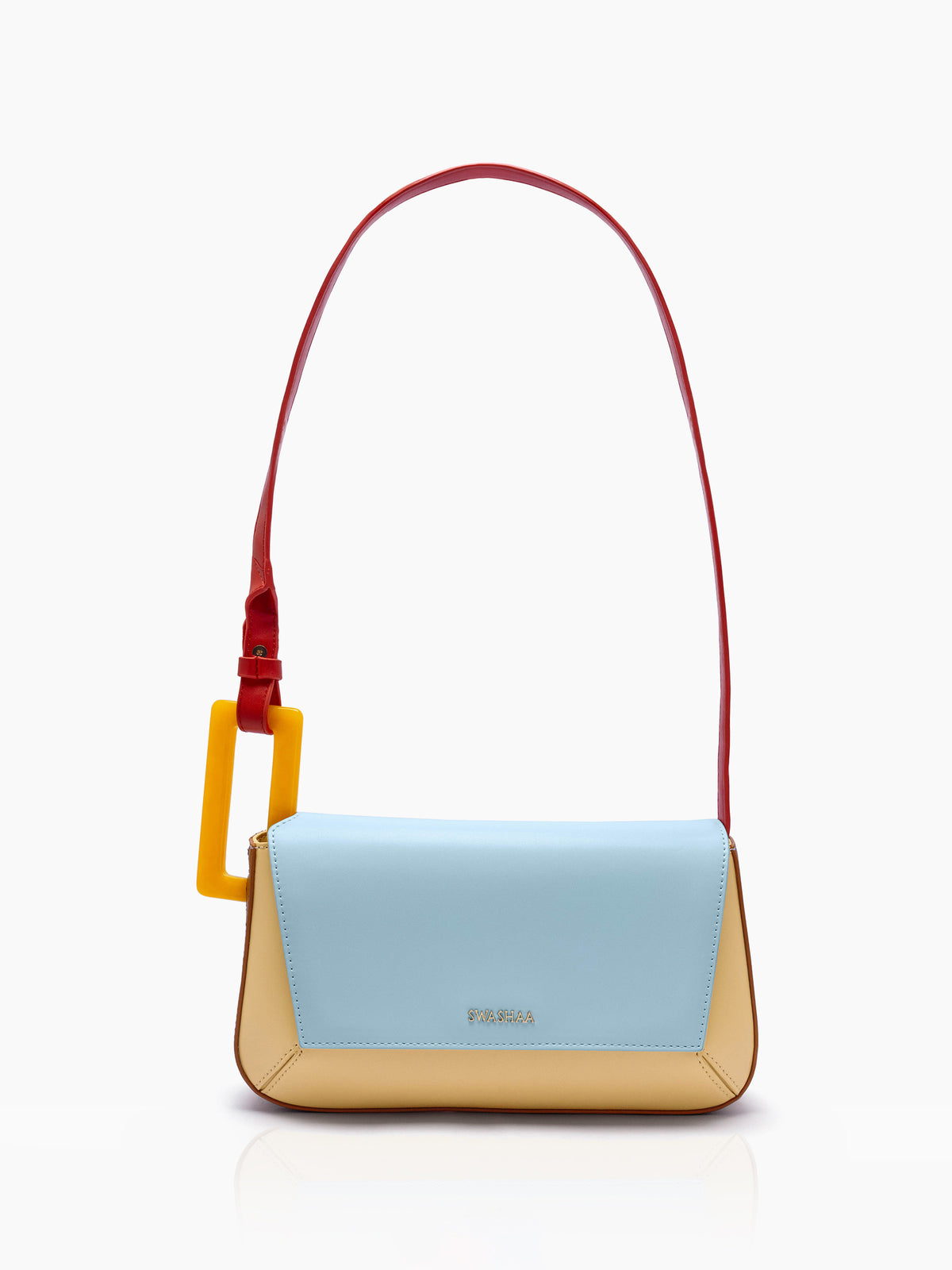 Rea Pastel Multicolor Geometic Flap Women's Leather Shoulder Bag