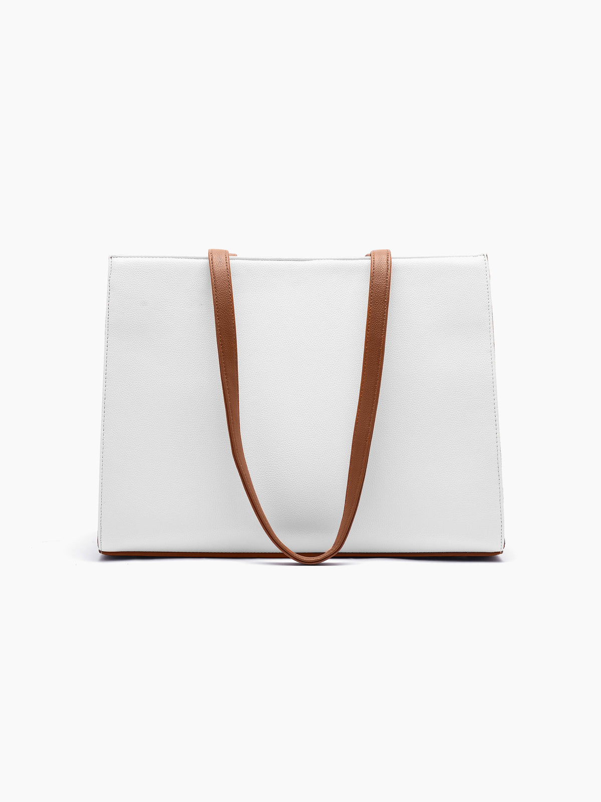 Reece White Brown Printed Front Pocket Women's Leather Tote Bag
