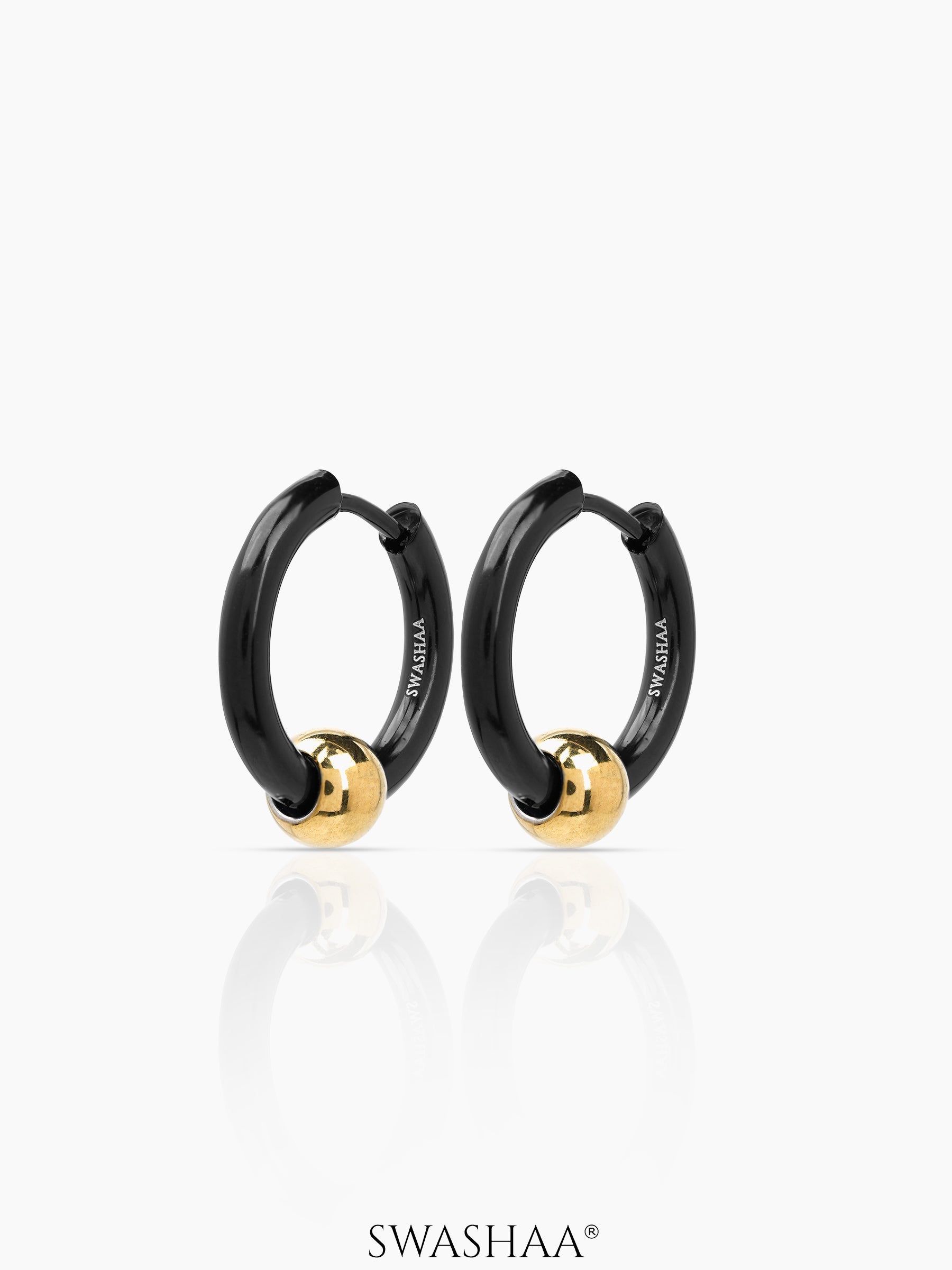 Reign Orbit Bold Black Men's Hoop Earrings