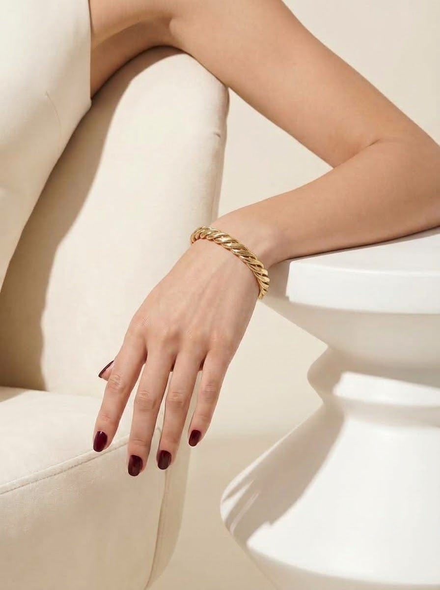Reina Twisted 18K Gold Plated Cuff Bracelet