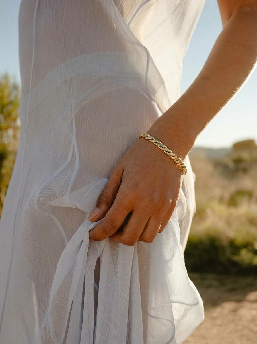 Reina Twisted 18K Gold Plated Cuff Bracelet