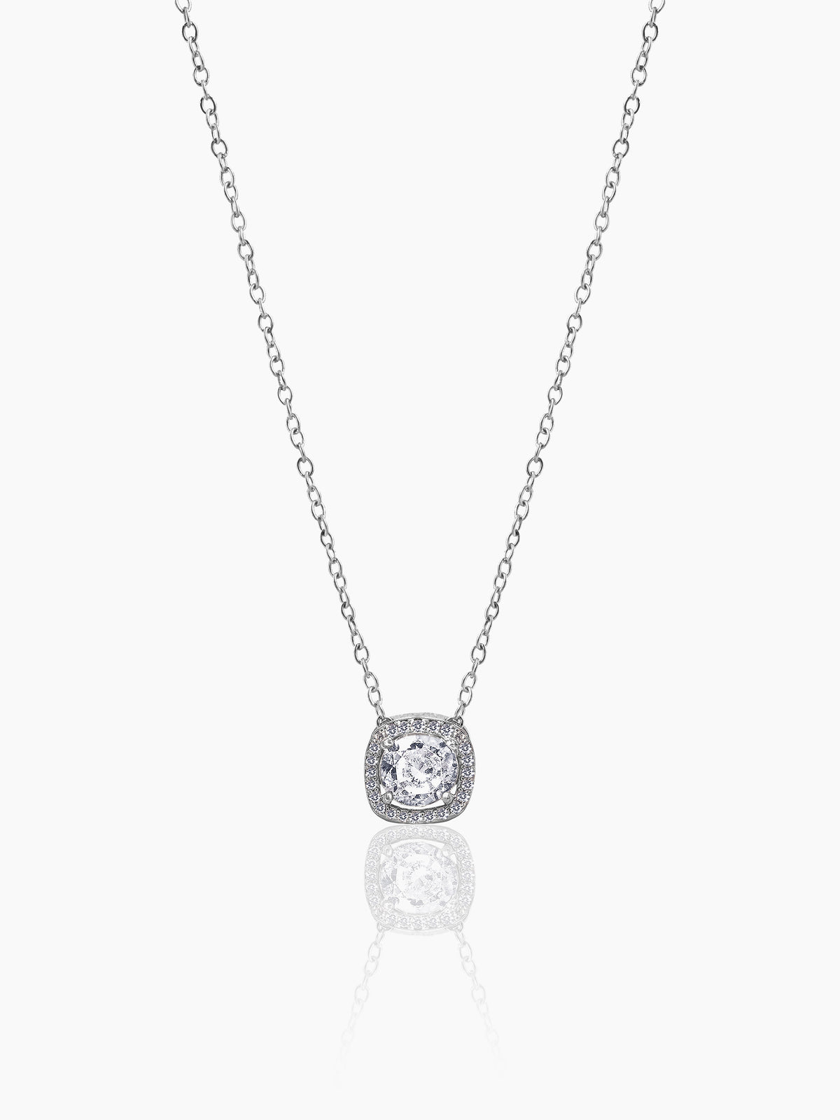 Reine Solitaire Diamond Silver Necklace