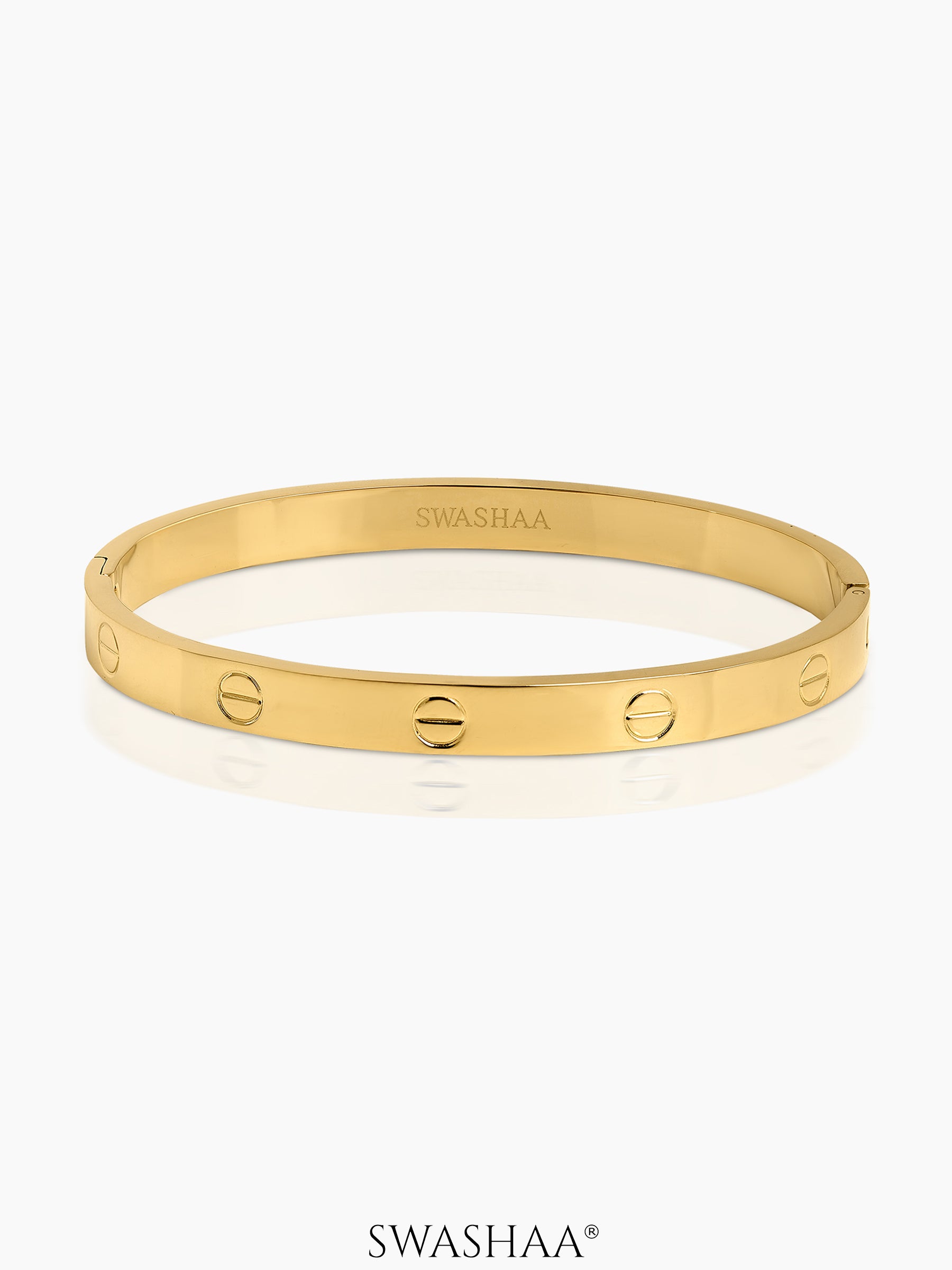 Renix Screw Emblem Cartier Love 18K Gold Plated Band Bracelet