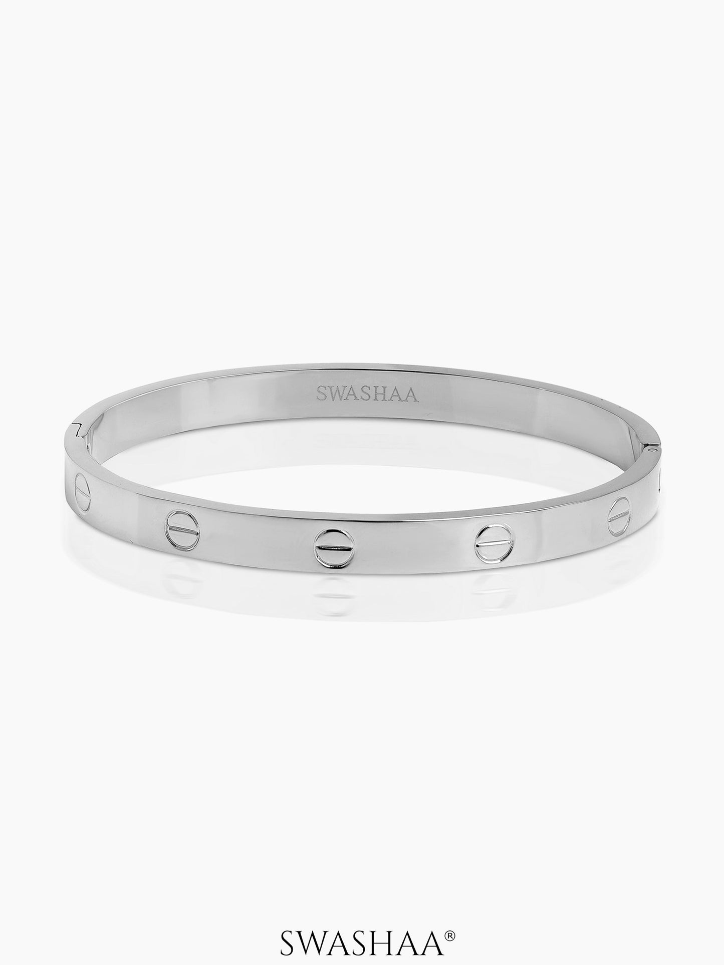 Renix Screw Emblem Cartier Love Silver Band Bracelet