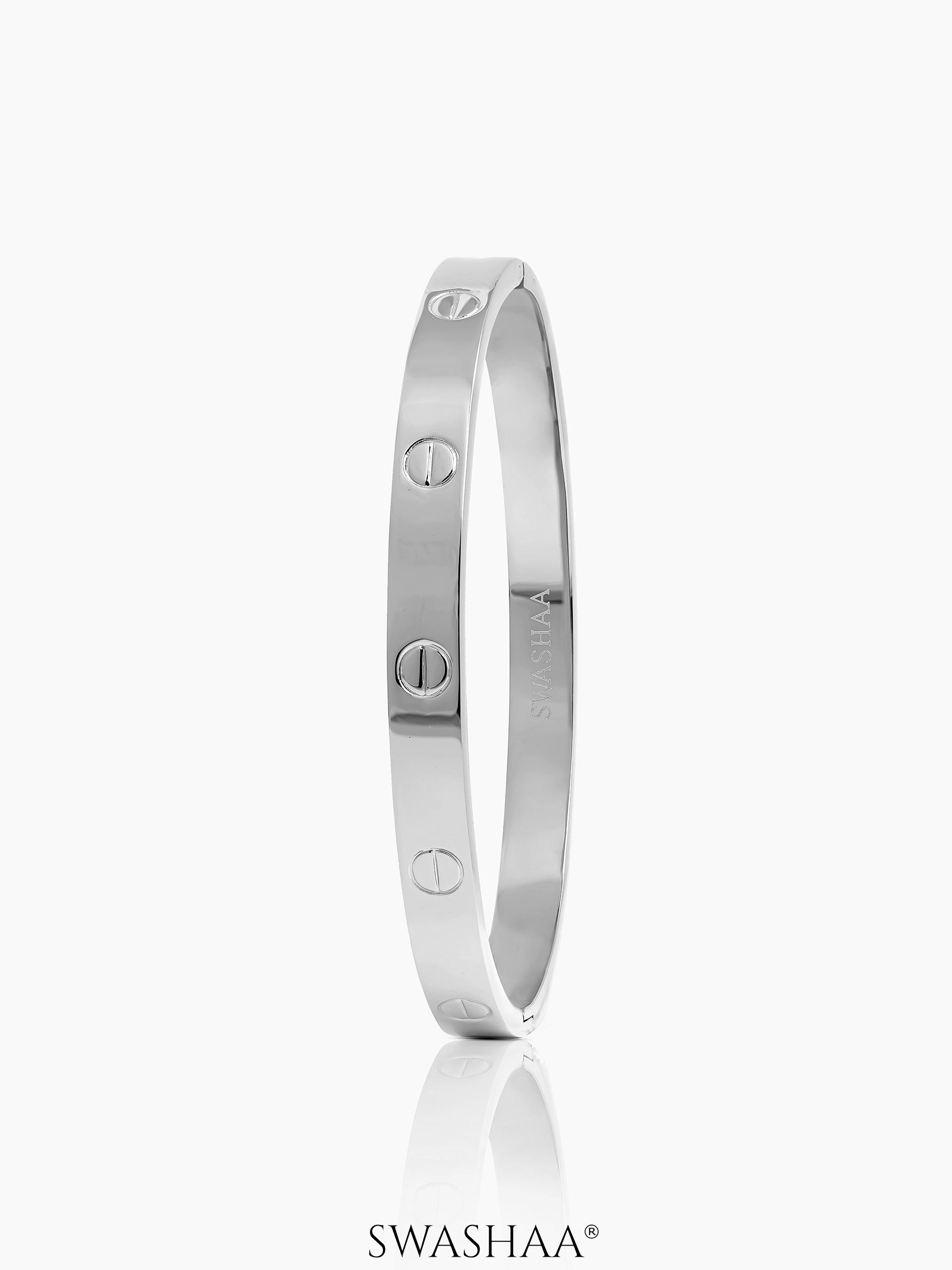 Renix Screw Emblem Cartier Love Silver Band Bracelet