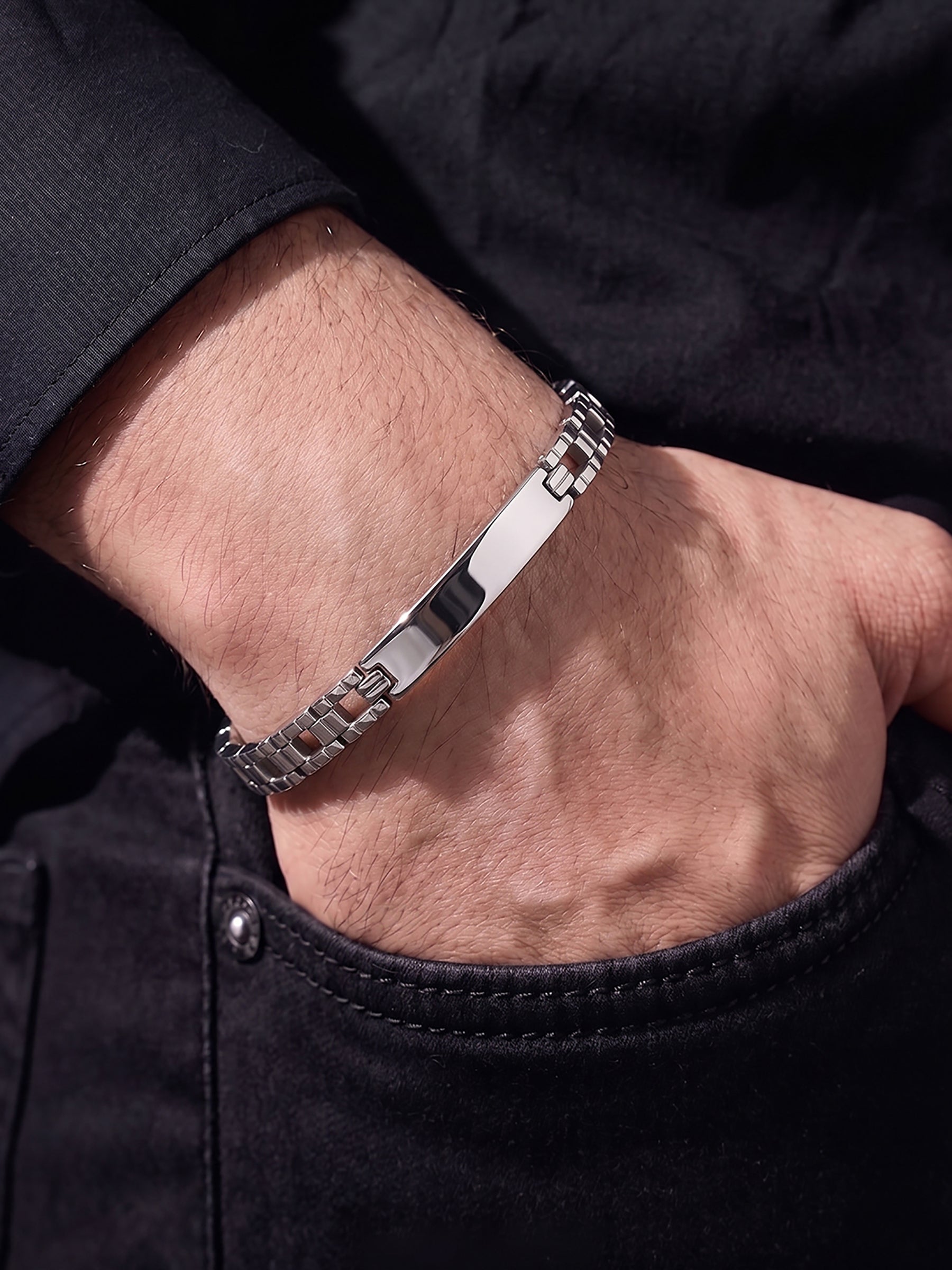 Revikon Silver Watch Belt Men's Loose Bracelets