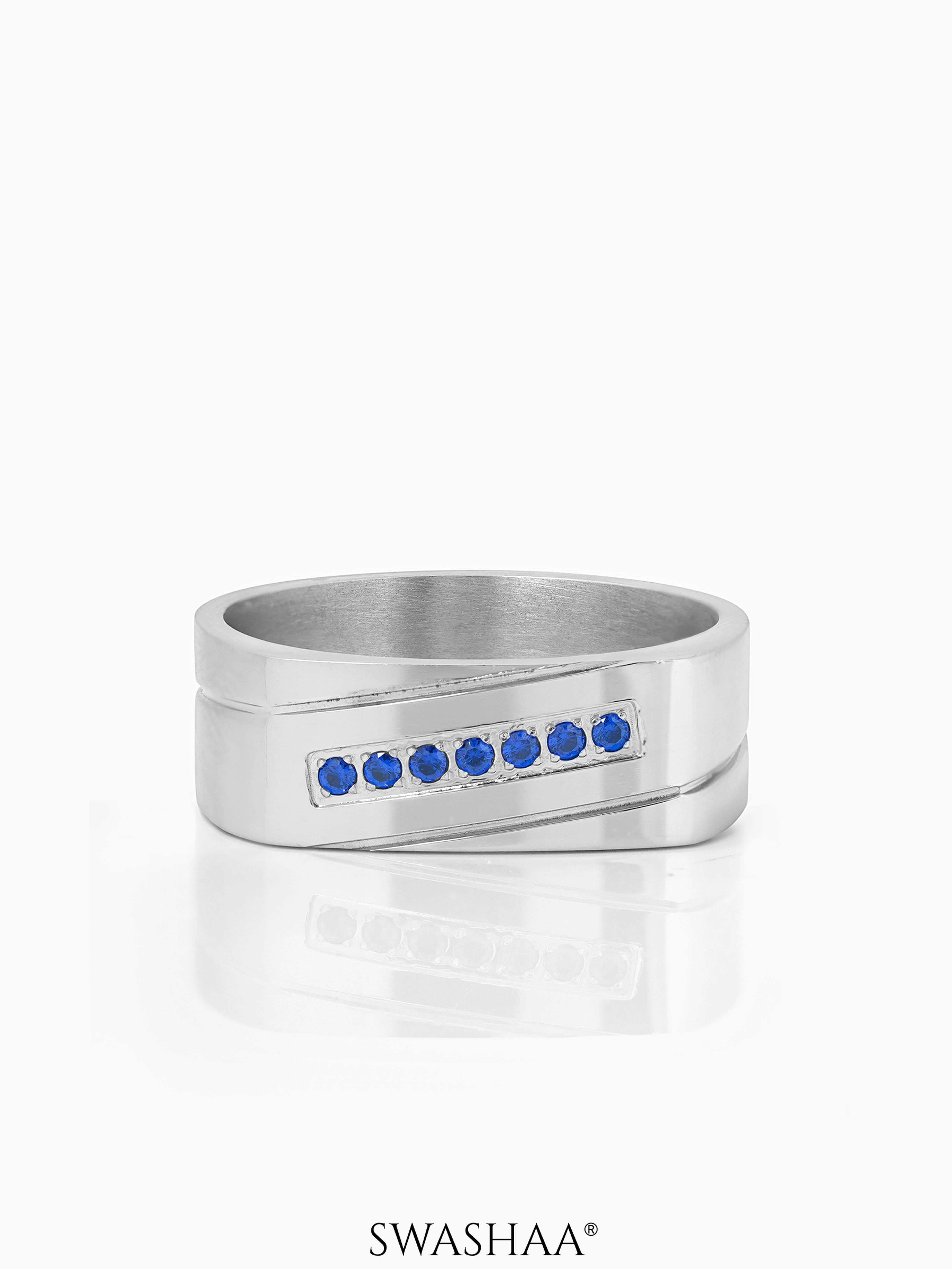 Rheon Blue Diamond Signet Band Men's Ring