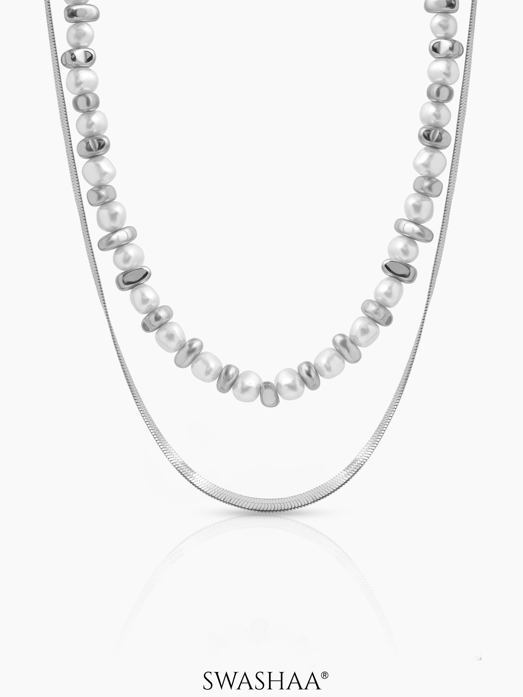 Rian Beaded Layered Men's Silver Chain