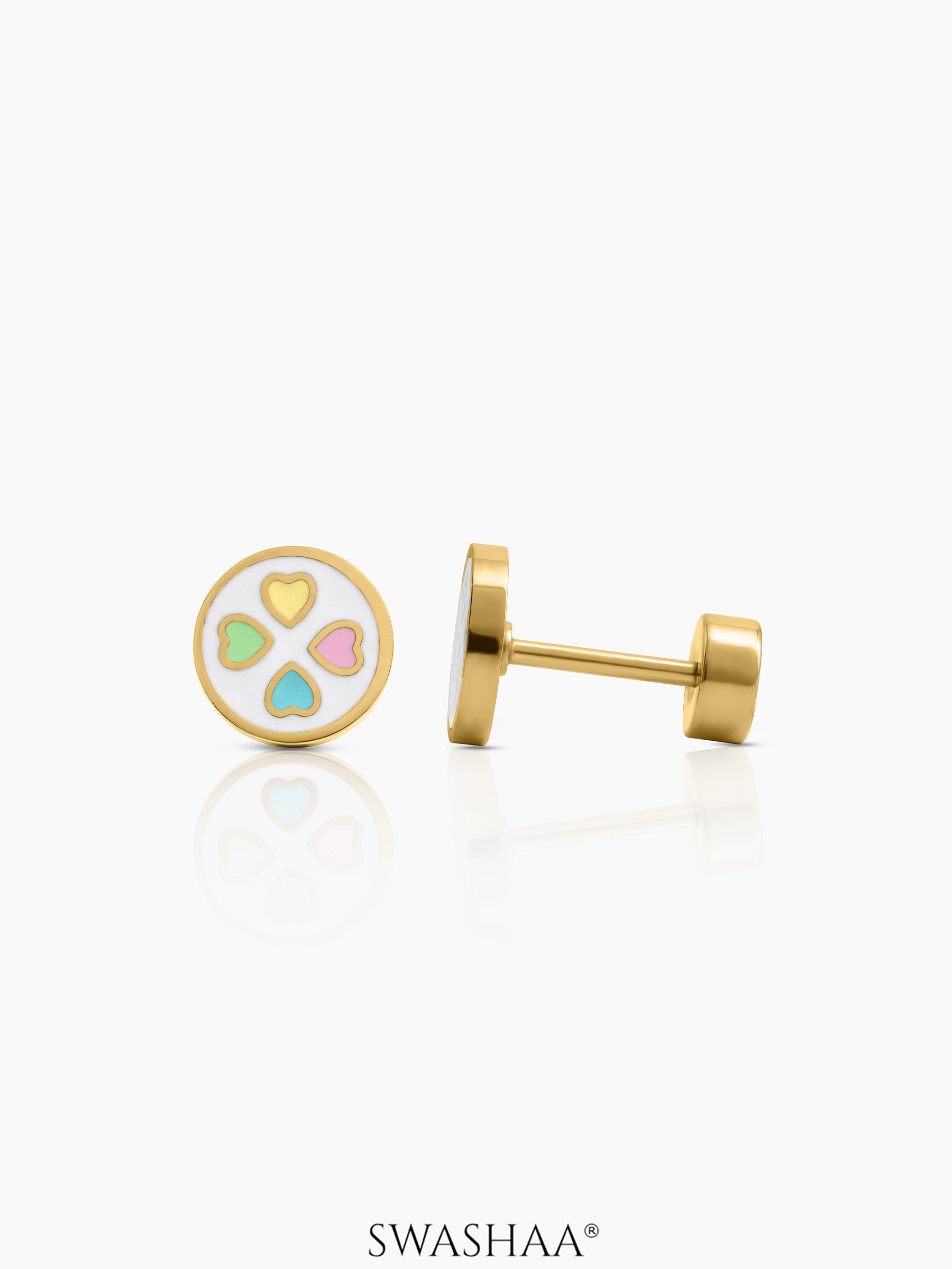 Rimi Heart Clover Kid’s Stud Earrings - Swashaa