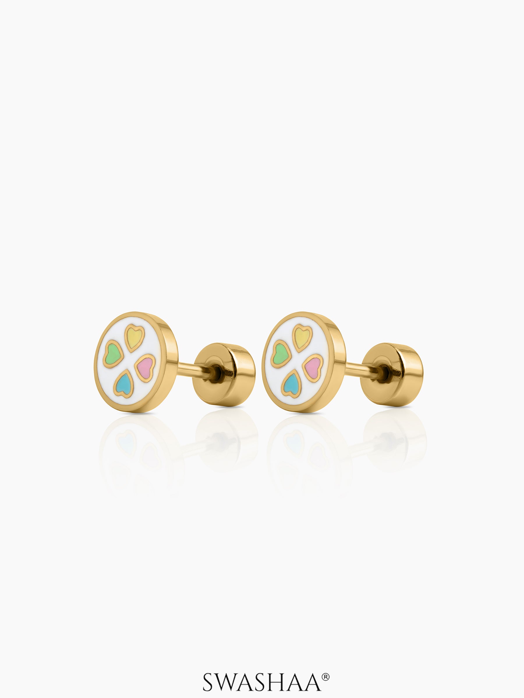 Rimi Heart Clover Kid’s Stud Earrings - Swashaa