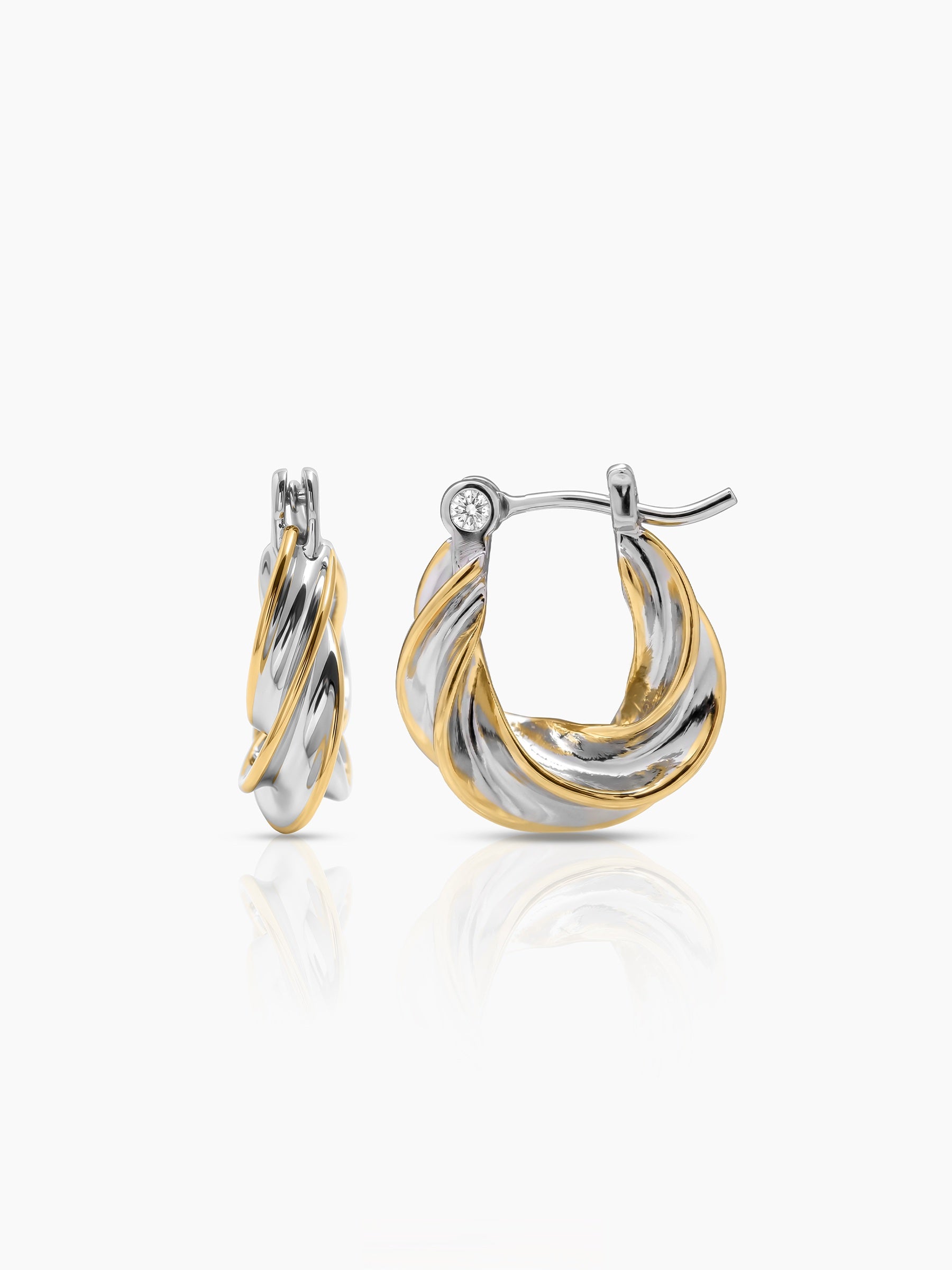 Riona Dual Tone Hoop Earrings - Swashaa