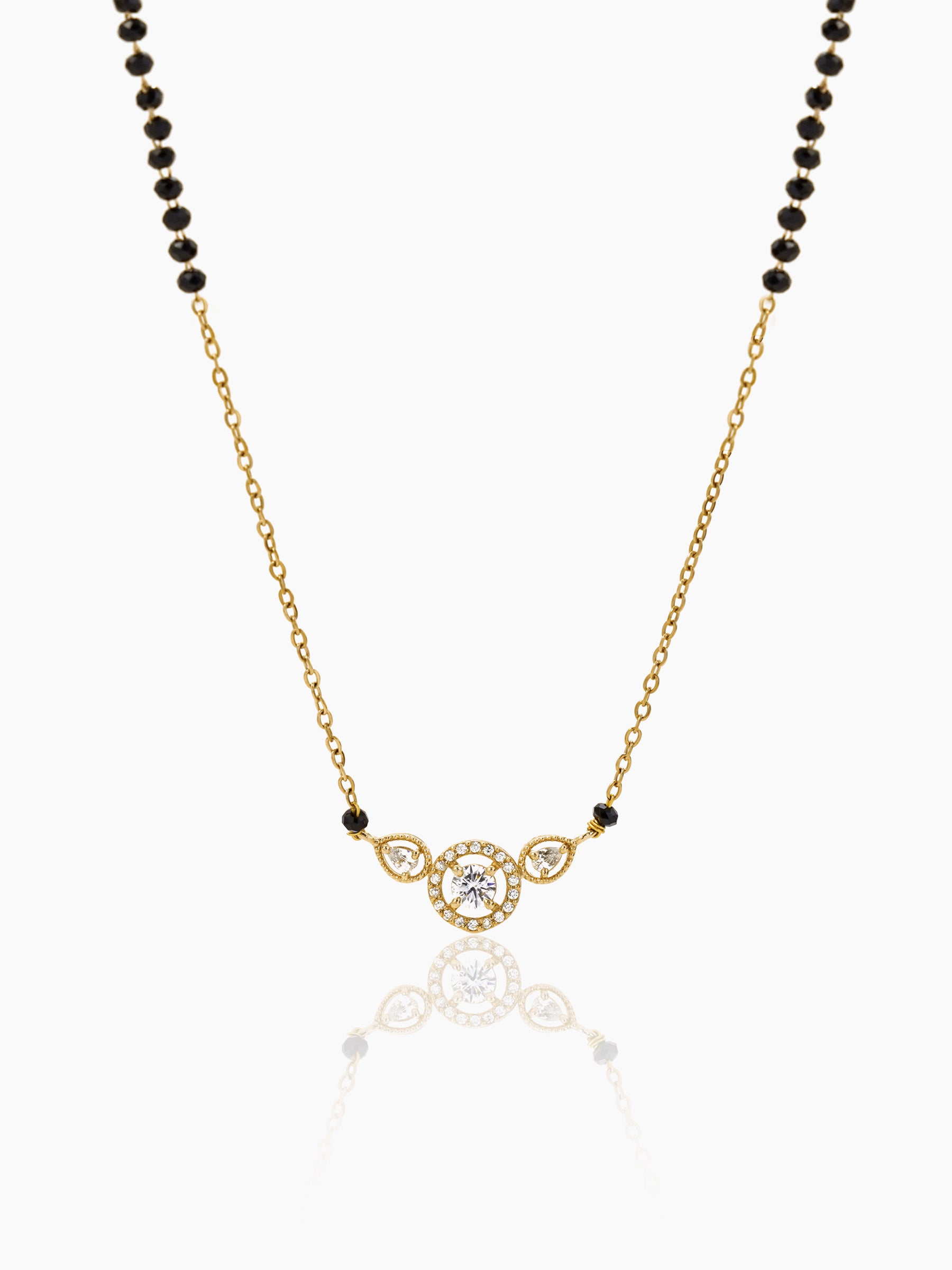 Rivya Teardrop Shaped CZ Diamond 18K Gold Plated Mangalsutra