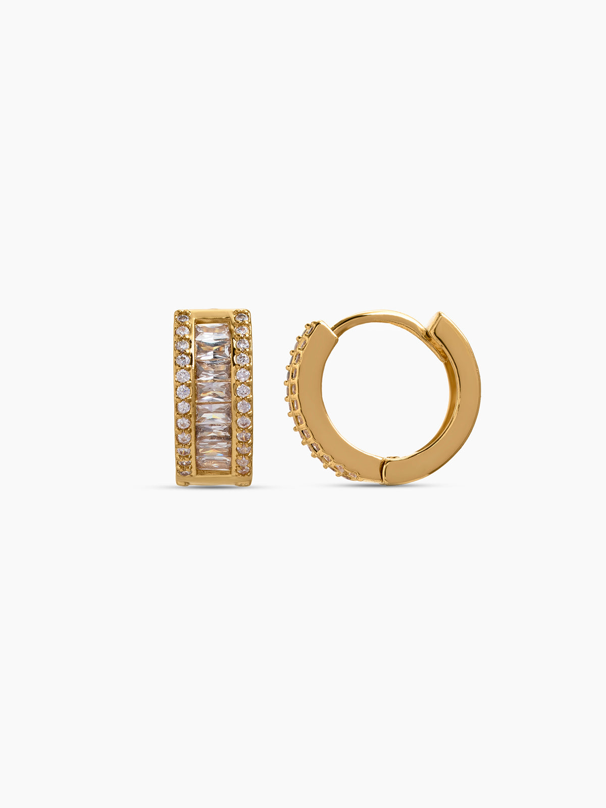 Rizelle Baguette 18K Gold Plated Women's Hoop Earrings