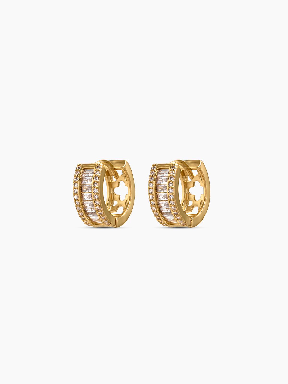 Rizelle Baguette 18K Gold Plated Women's Hoop Earrings