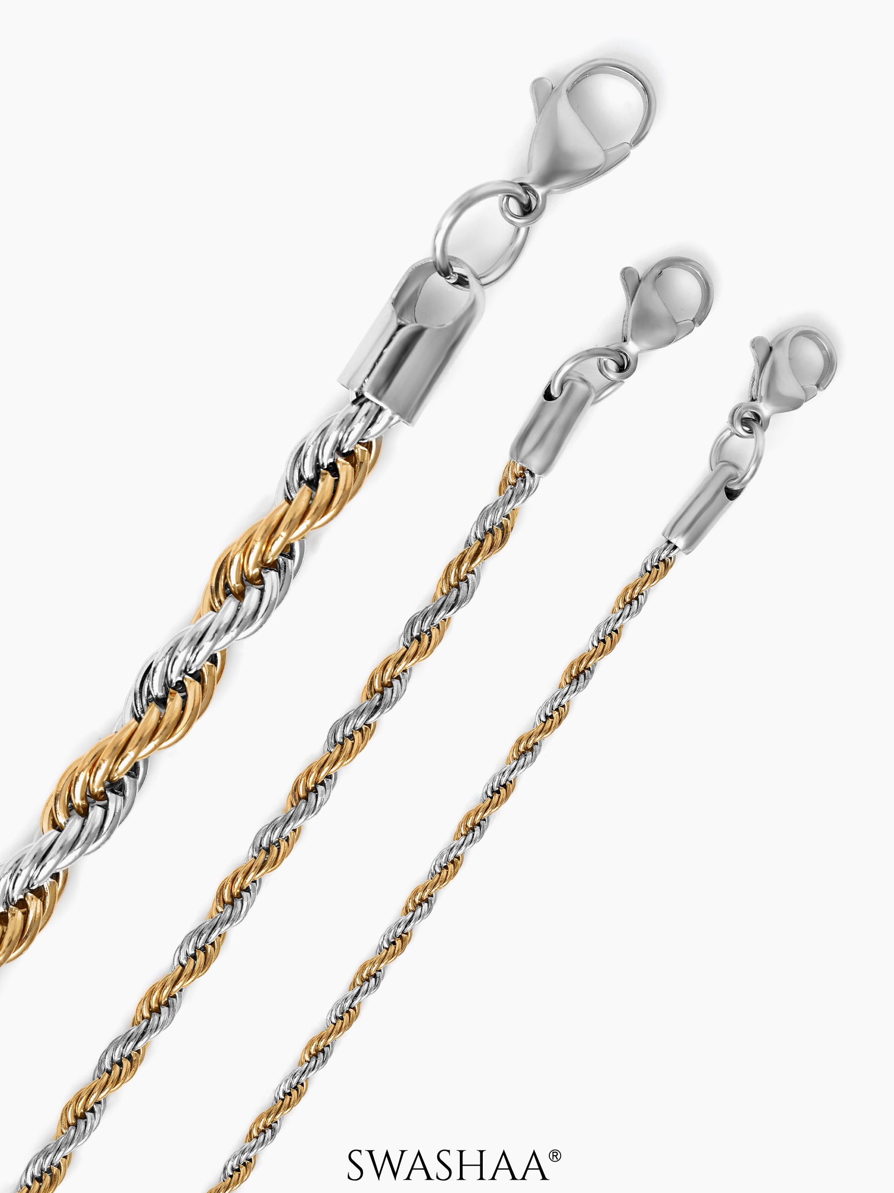 Rope Twisted Link Two Tone Men's Chain