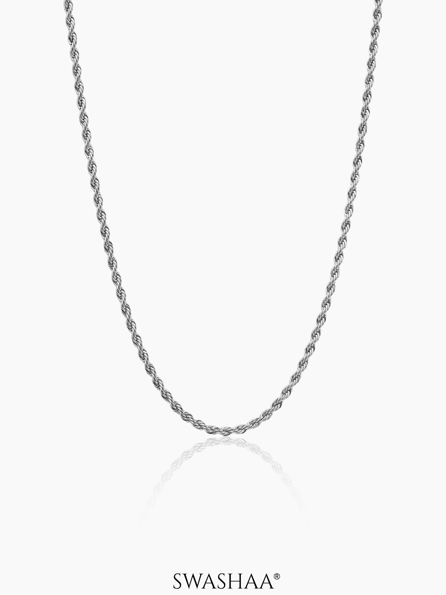 Rope Twisted Texture Silver Women's Chain
