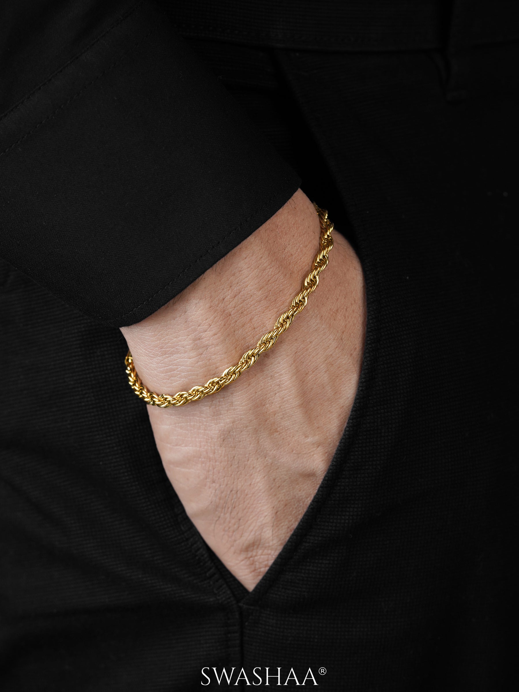 Rope Chain 18K Gold Plated Men's Bracelet