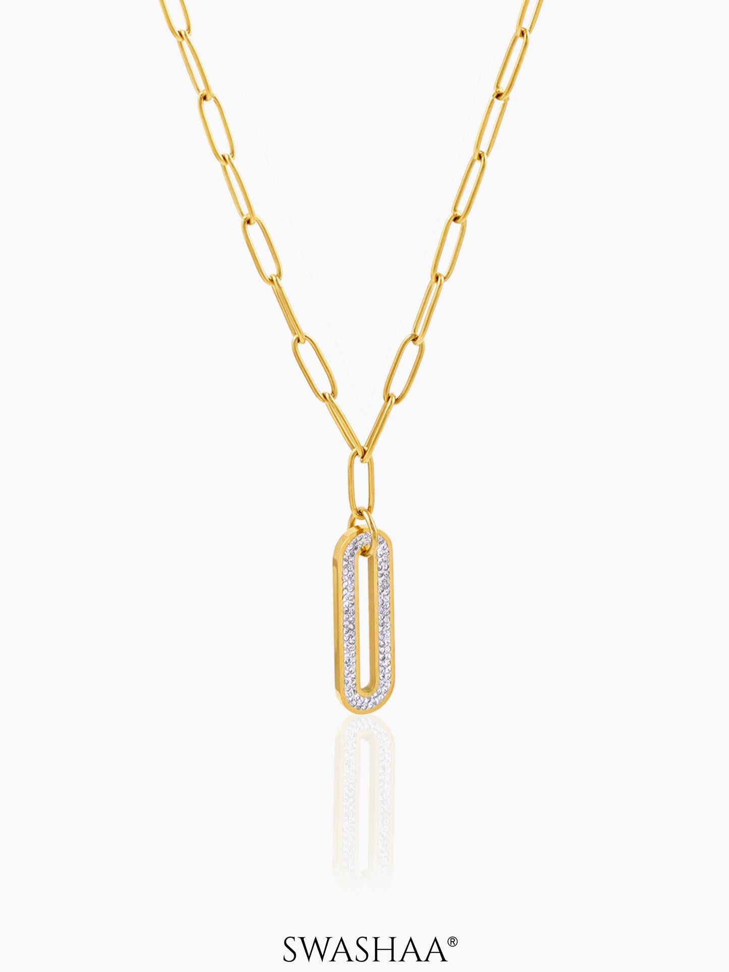 Roha Link Diamond 18K Gold Plated Chain Pendant Necklace