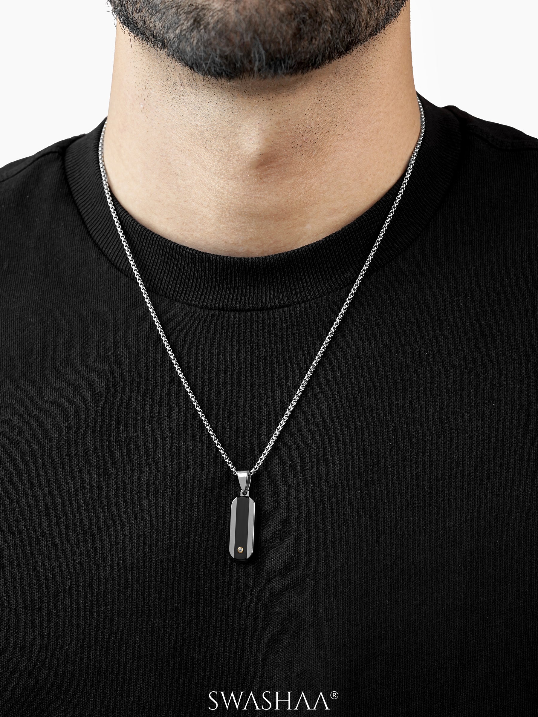 Ronin Core Capsule Black Silver Men's Chain Pendant