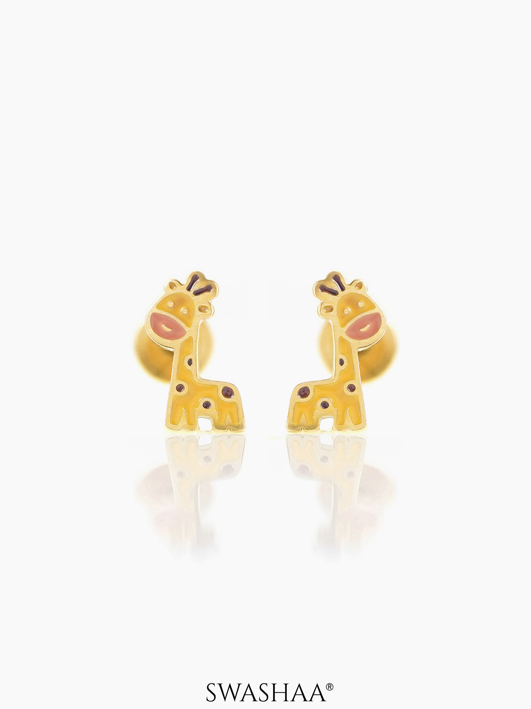 Rooh Giraffe Charm 18K Gold Plated Kid's Stud Earrings