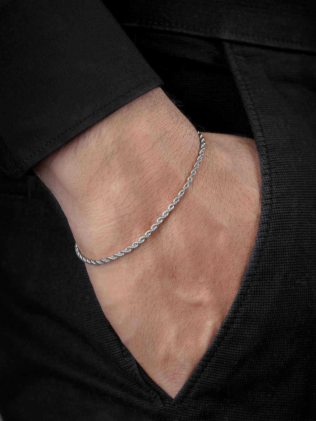 Rope Chain 2MM Silver Men's Bracelet