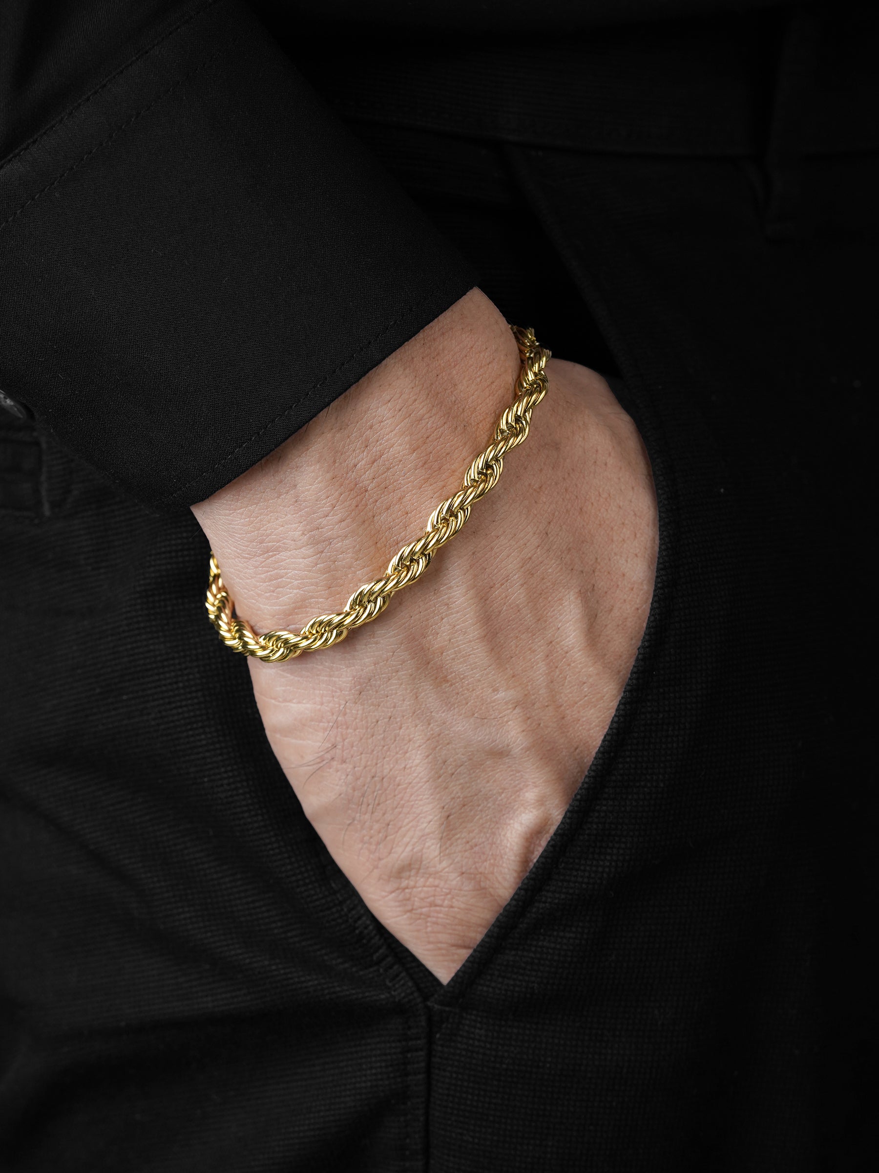 Rope Chain 18K Gold Plated Men's Bracelet