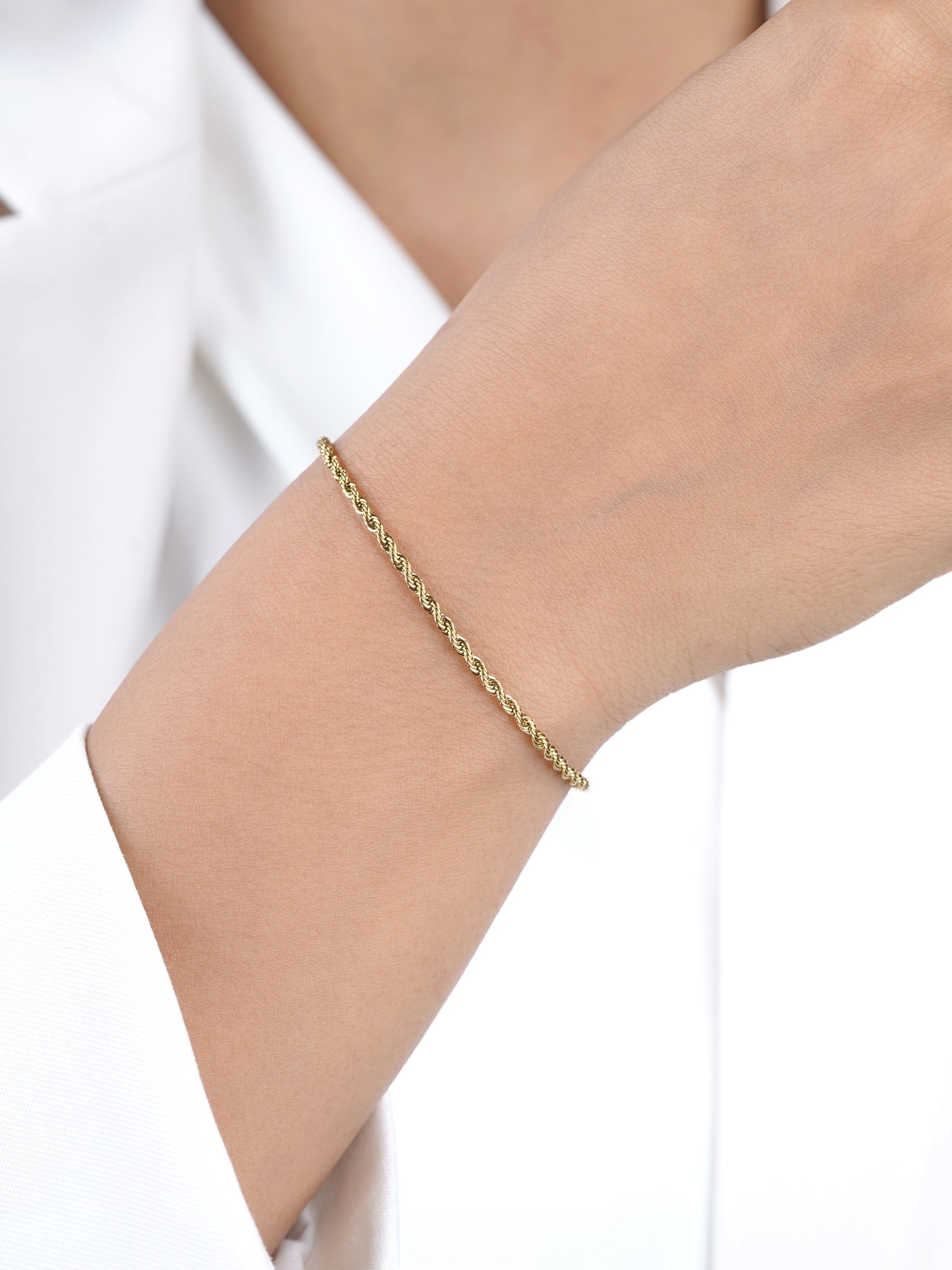 Rope Twisted Links 18K Gold Plated Loose Chain Bracelet