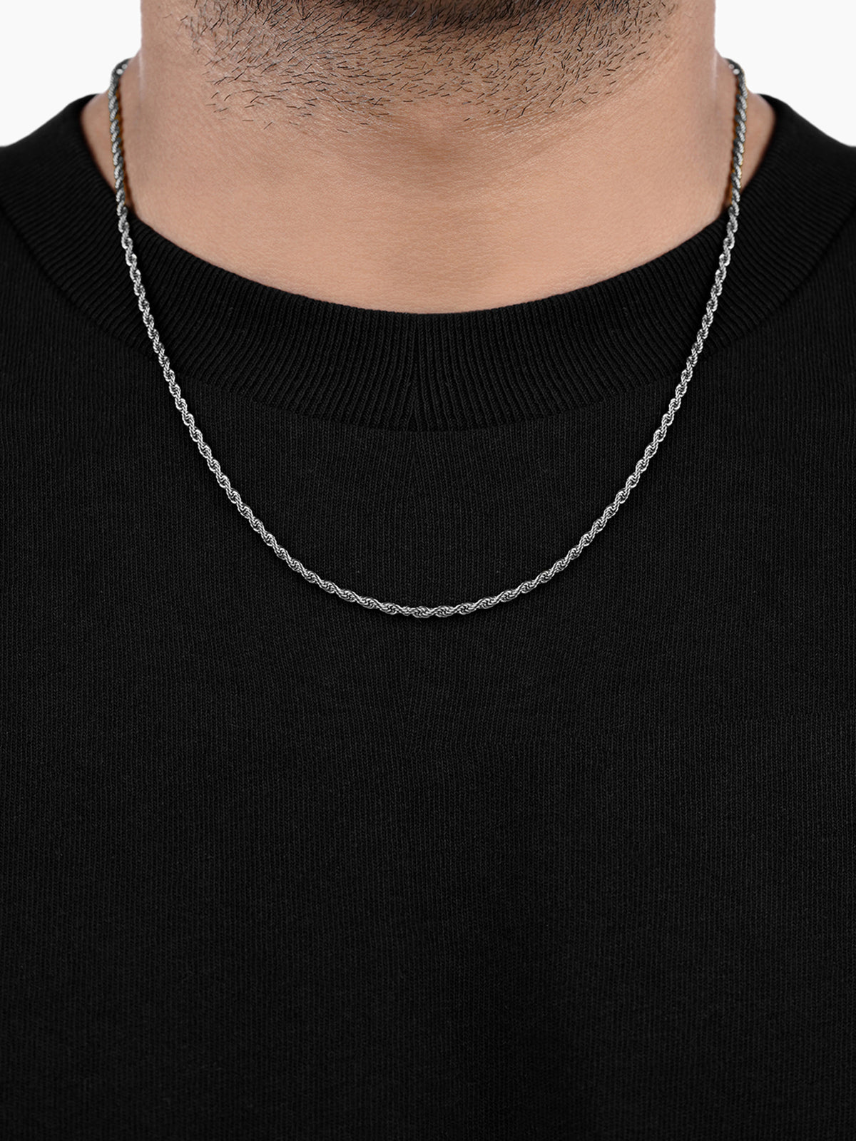 Rope Twisted Link Silver 3 MM Men's Chain