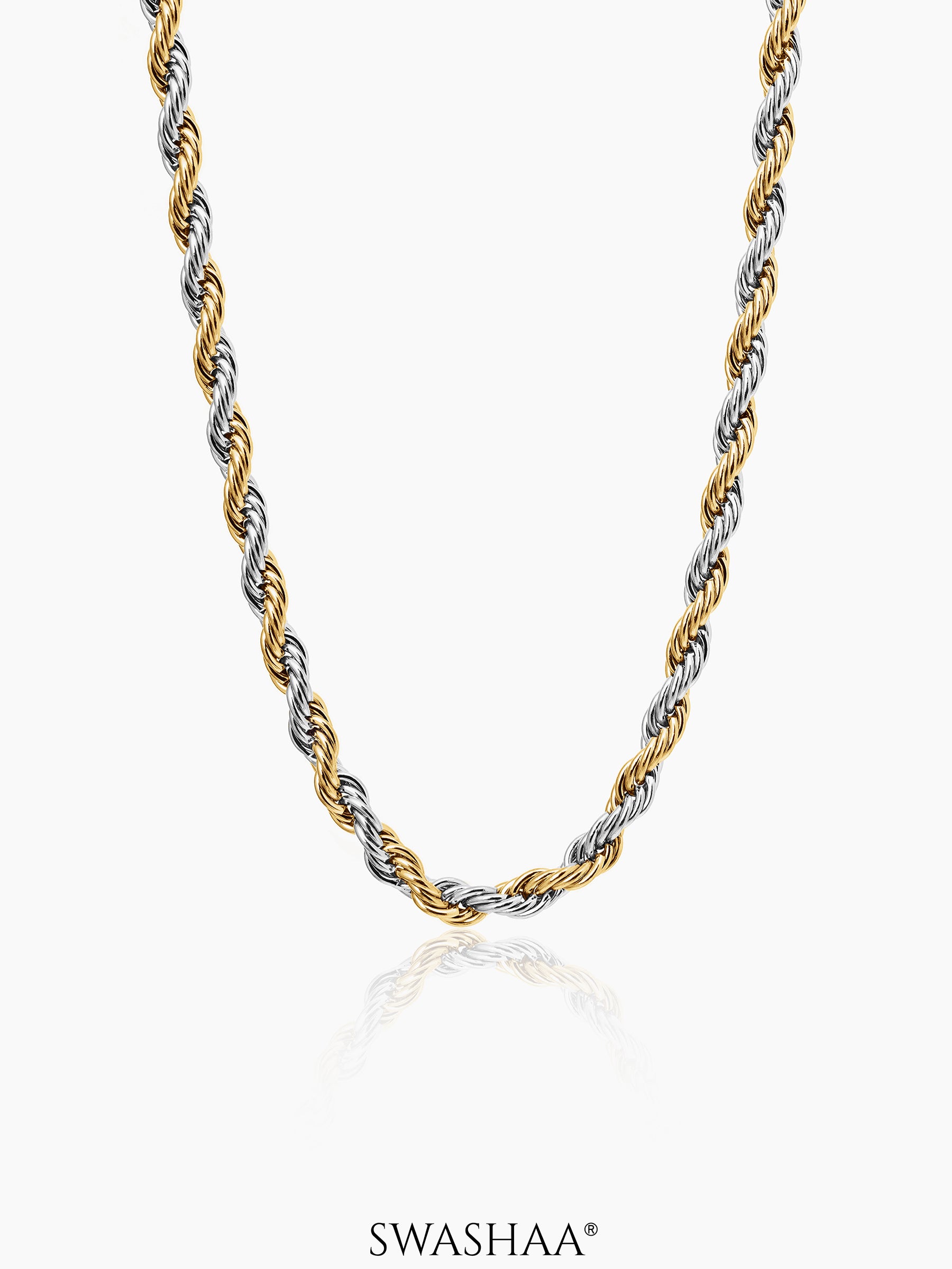 Rope Twisted Link Two Tone 6 MM Men's Chain