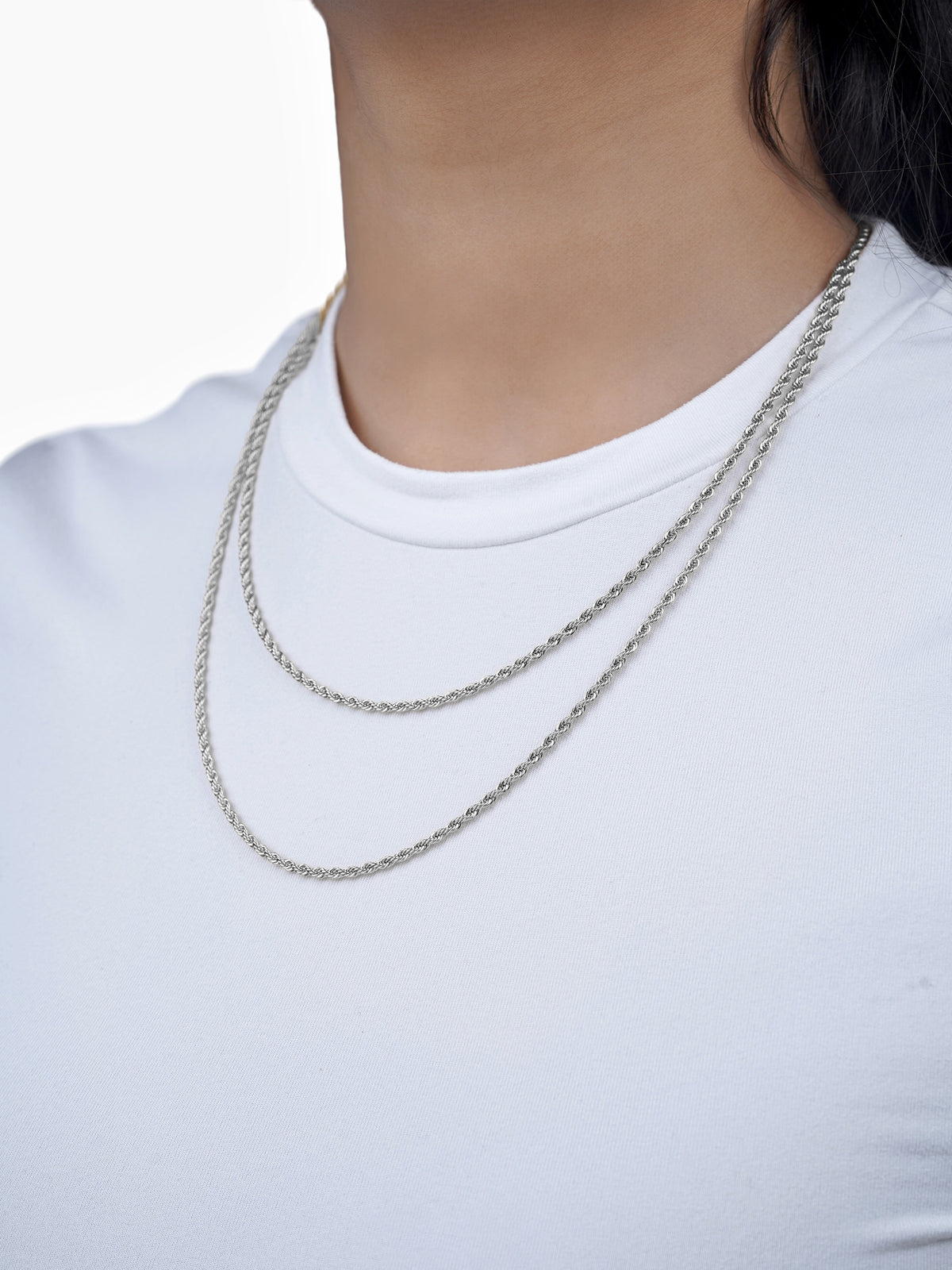 Rope Twisted Texture Silver Women's Chain