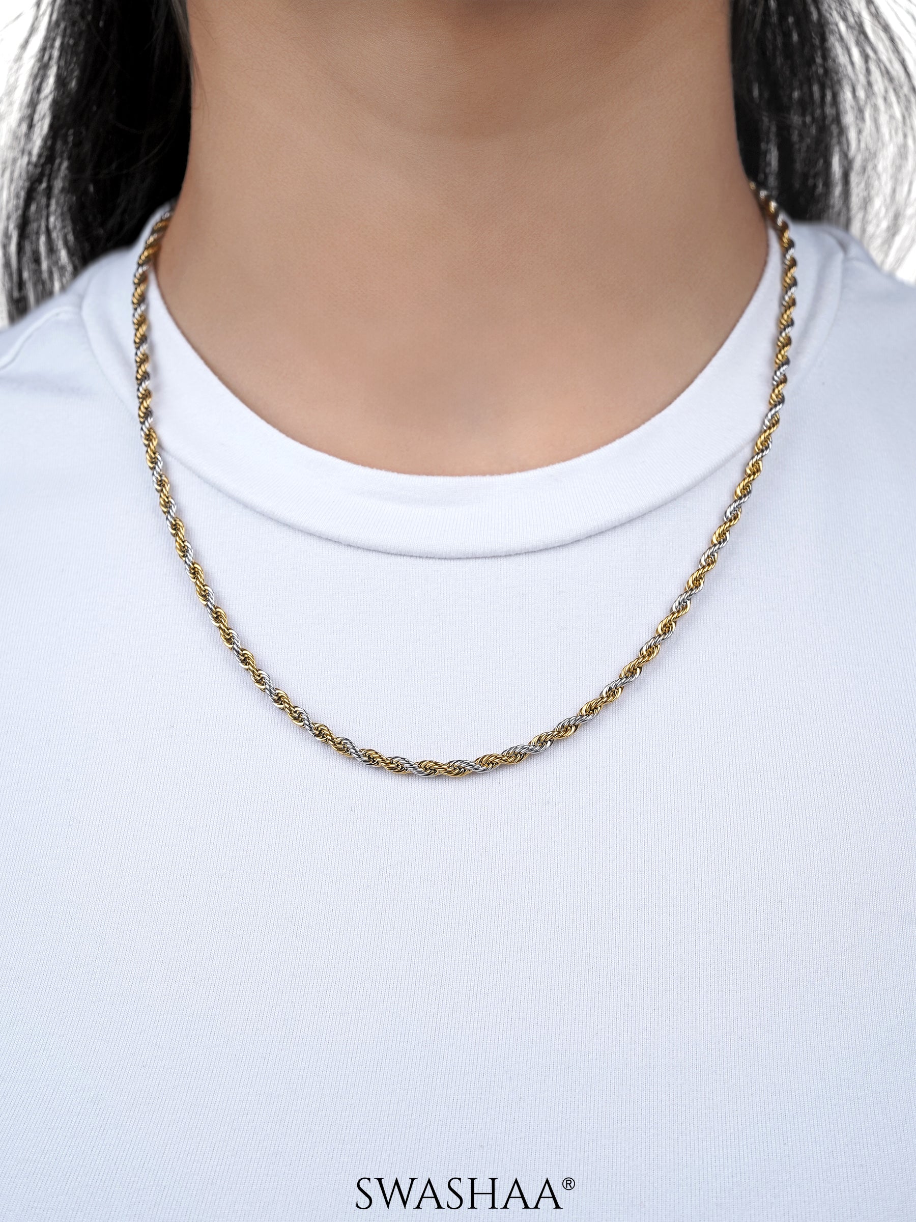 Rope Twisted Texture Two Tone Women's Chain