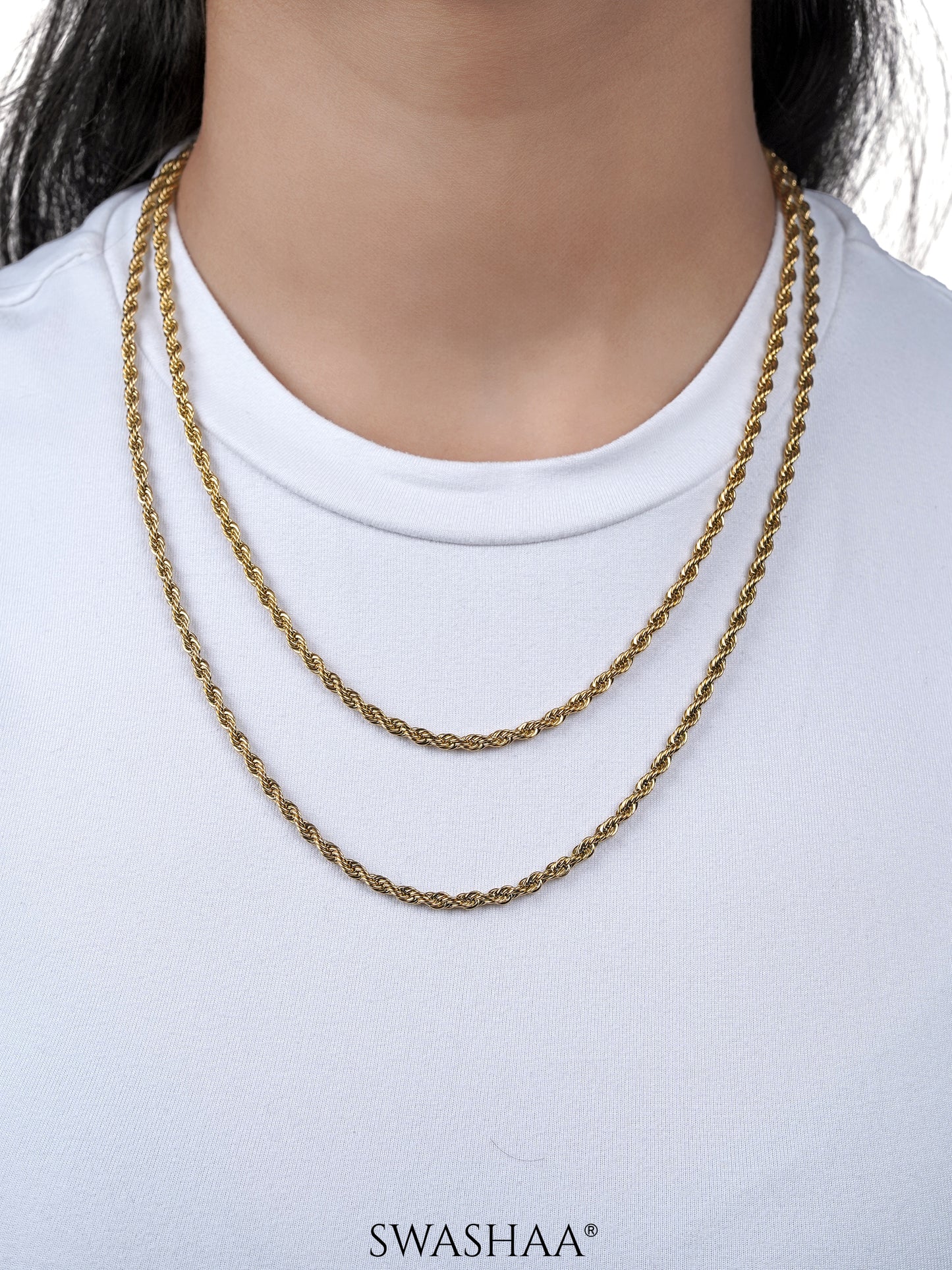 Rope Twisted Texture 18K Gold Plated Women's Chain