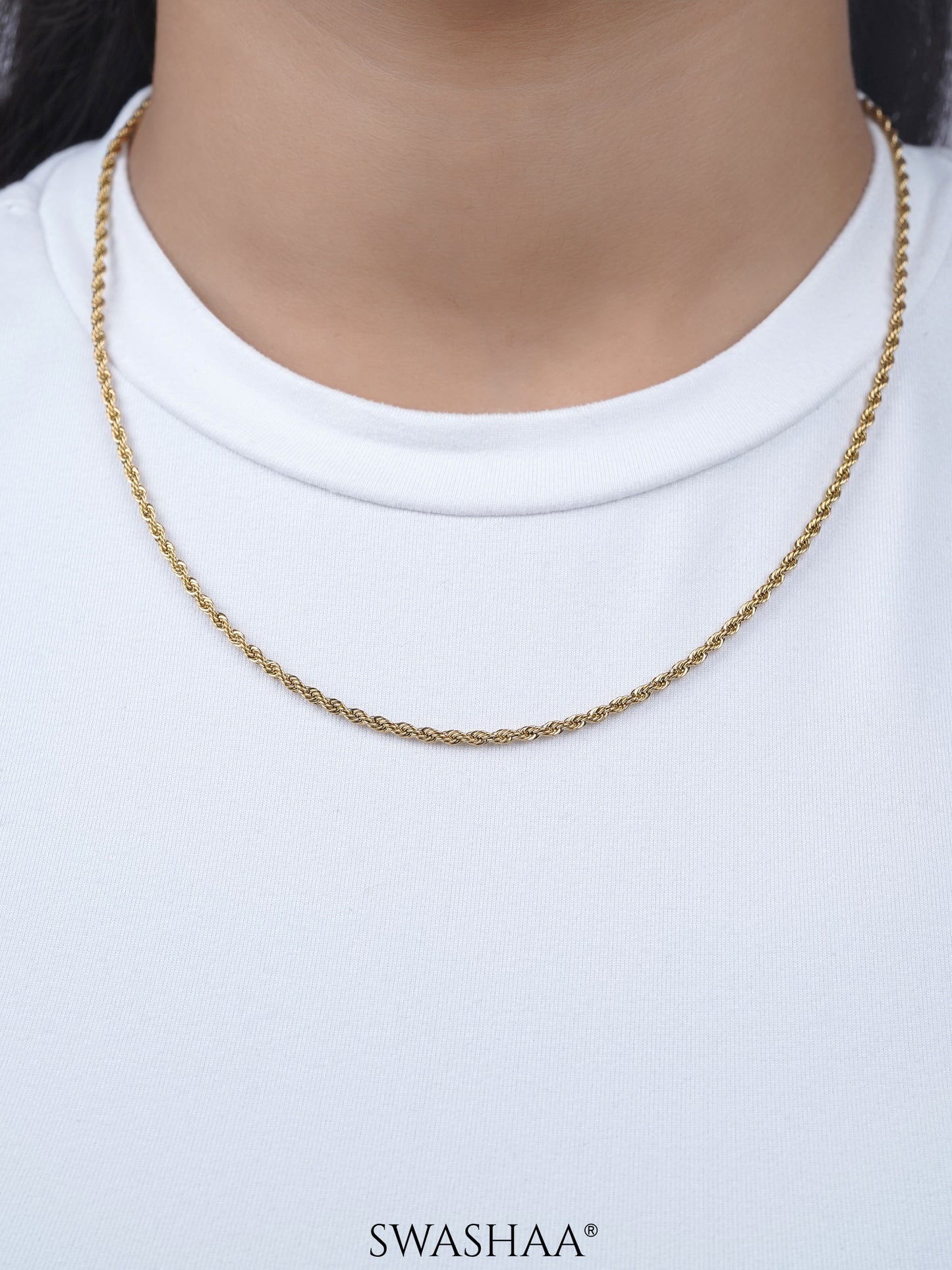 Rope Twisted Texture 18K Gold Plated Women's Chain